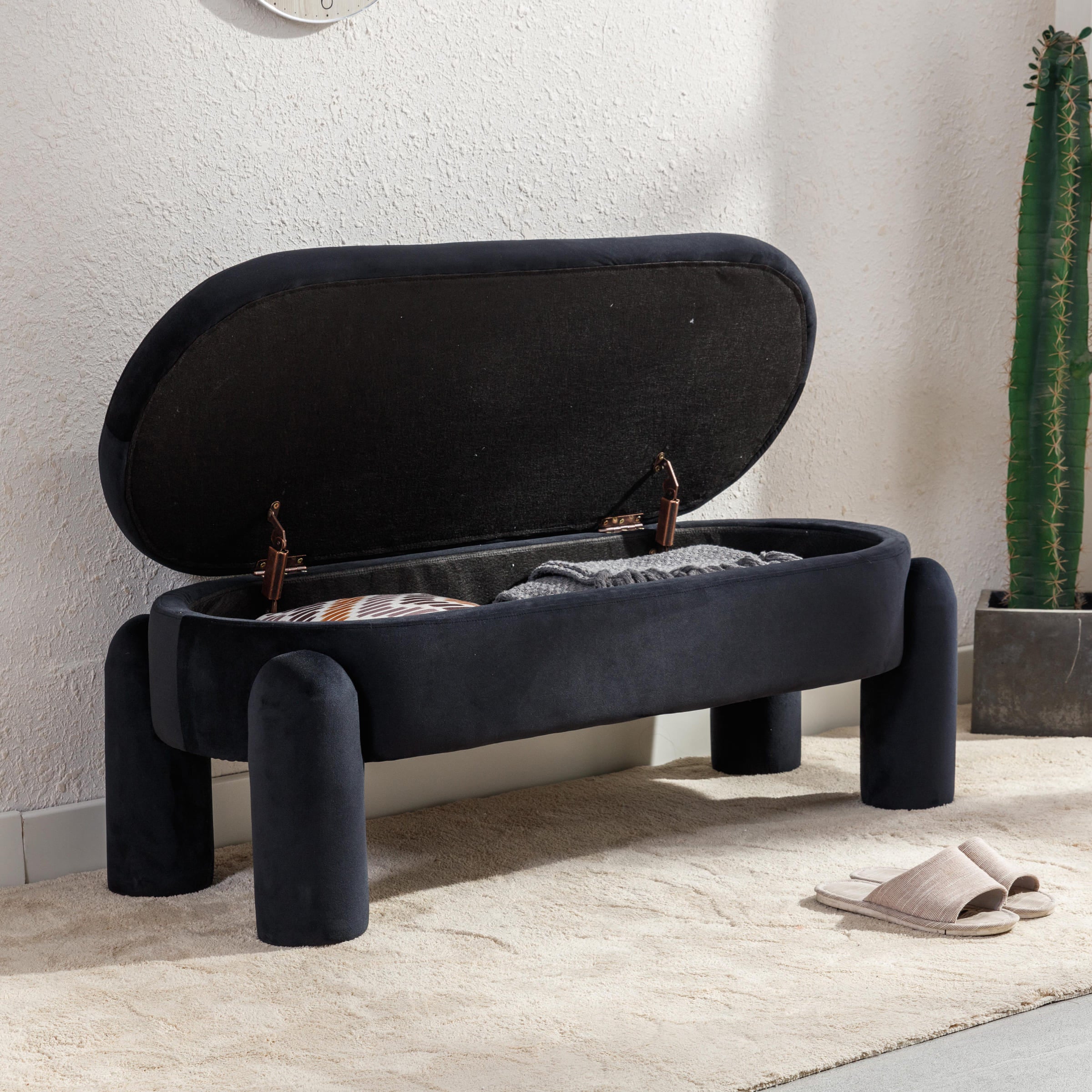 ROCITY Modern Upholstered Storage Bench - 2566BH