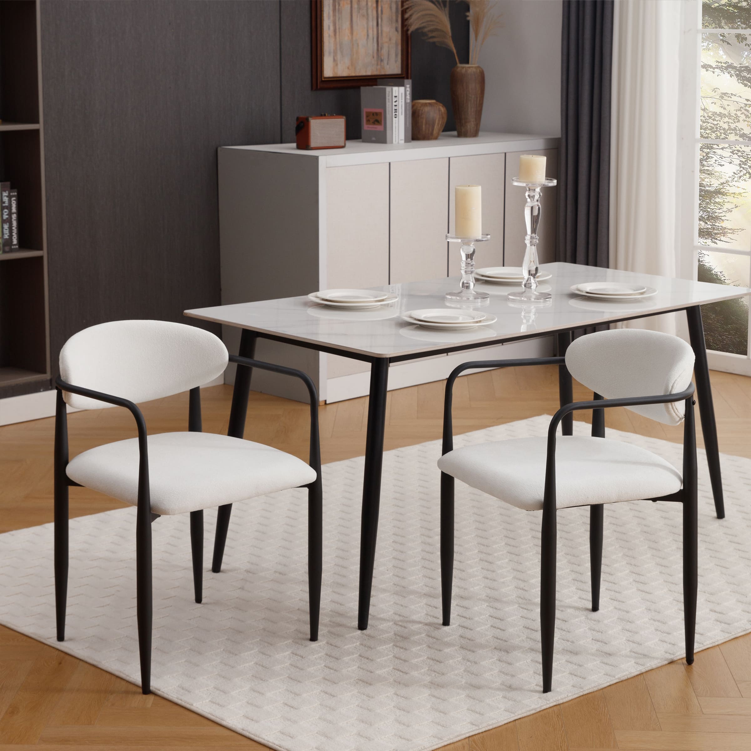 ROCITY Modern White Dining Chairs Set of 2 - 91644DC