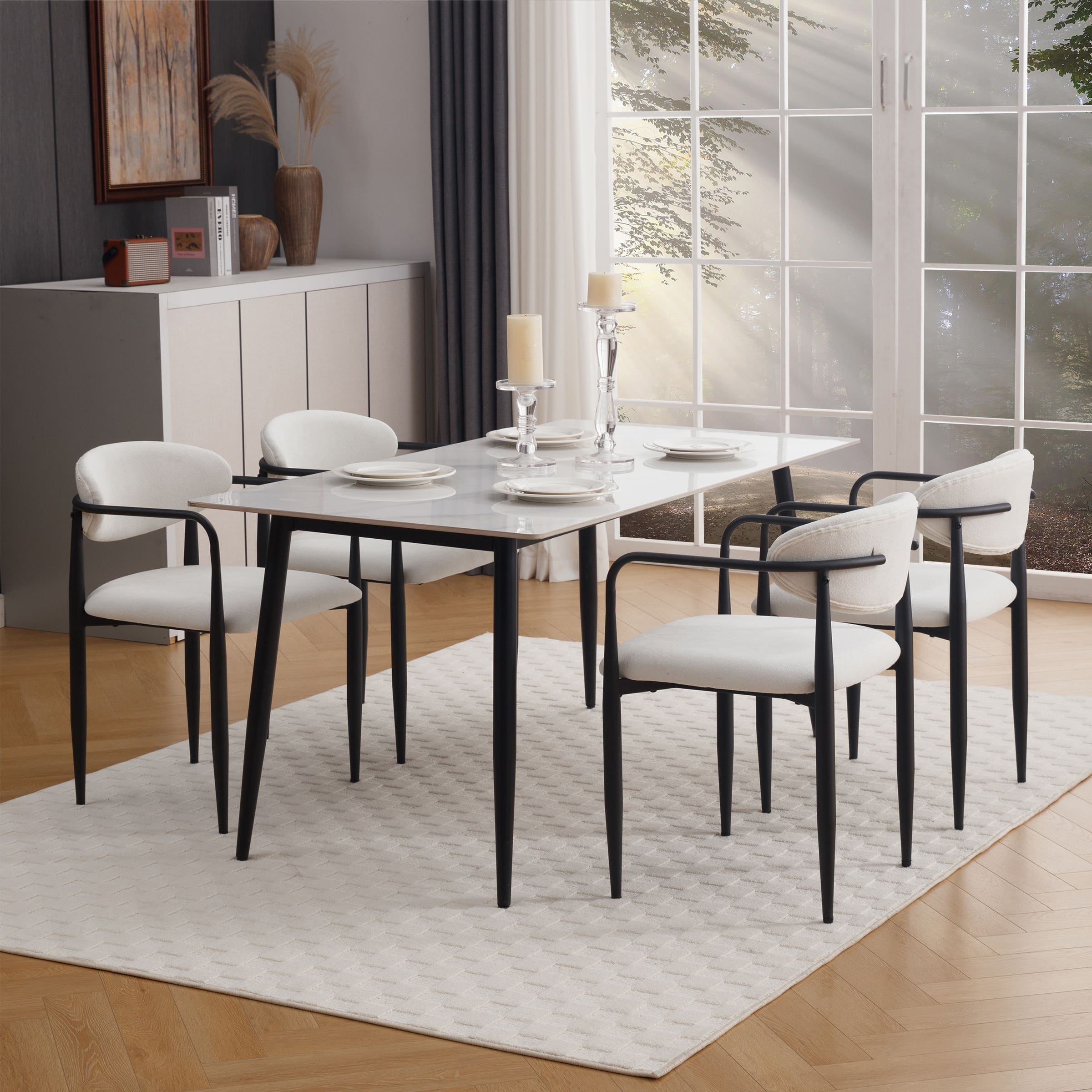 ROCITY Modern White Dining Chairs Set of 2 - 91644DC