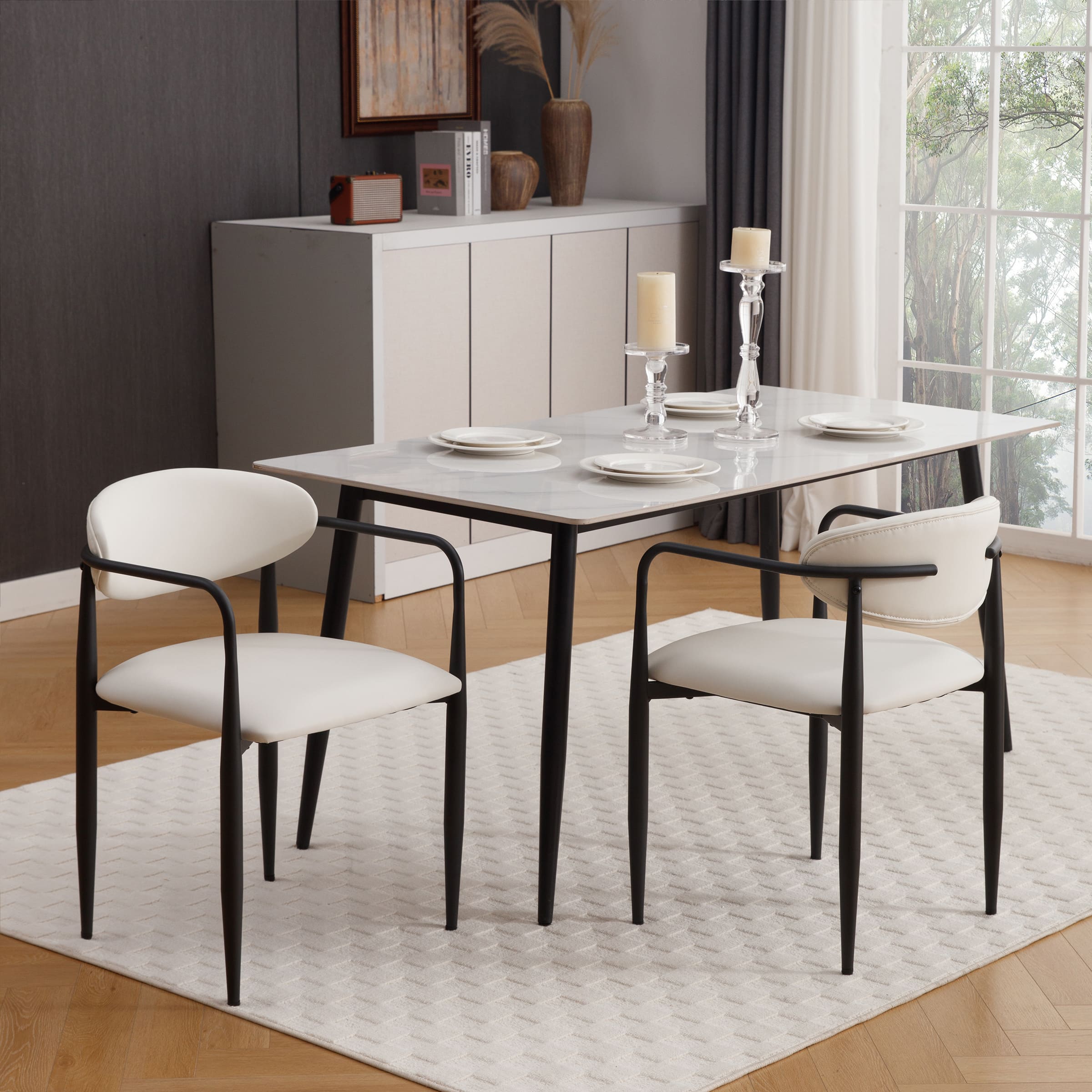ROCITY Modern White Dining Chairs Set of 2 - 91644DC