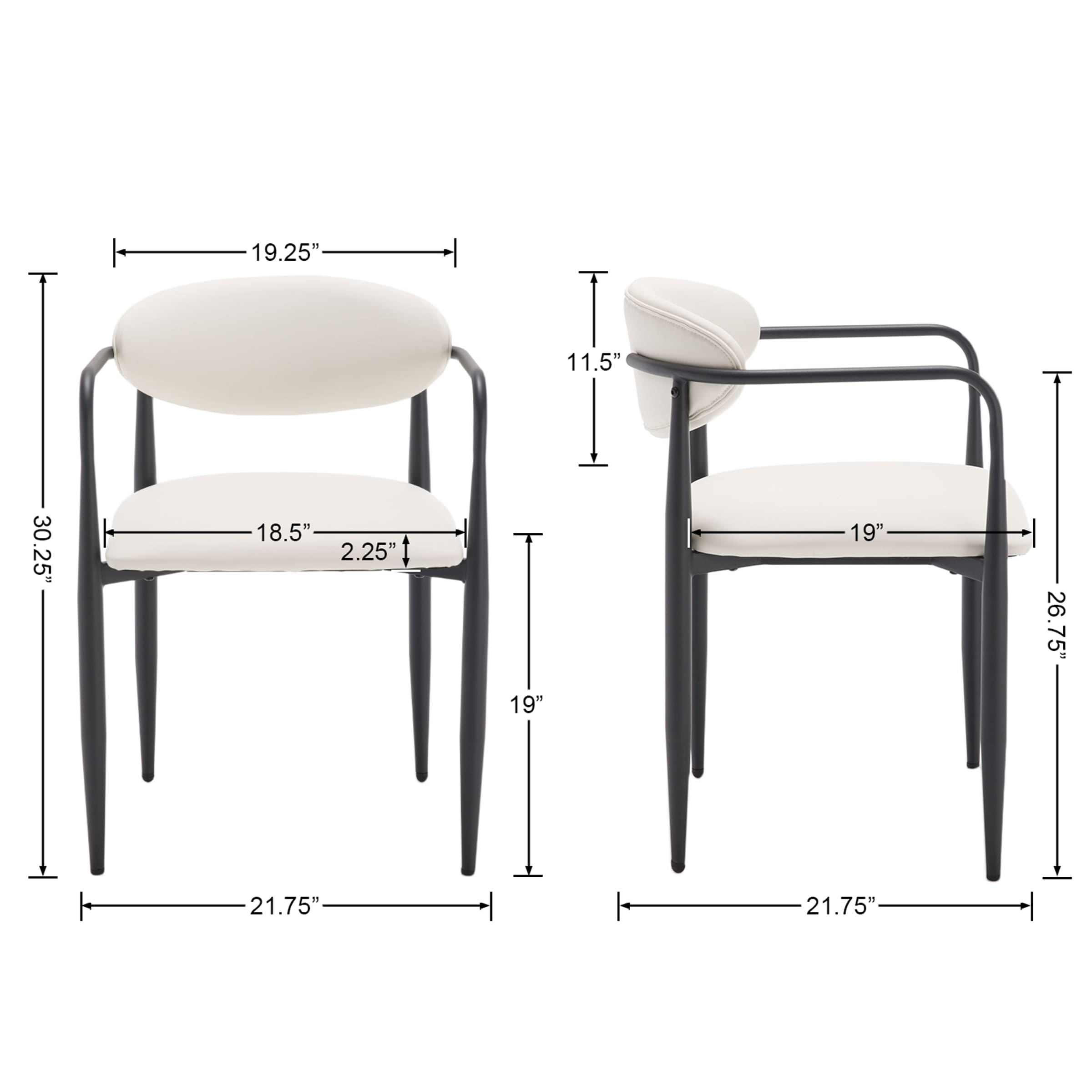 ROCITY Modern White Dining Chairs Set of 2 - 91644DC