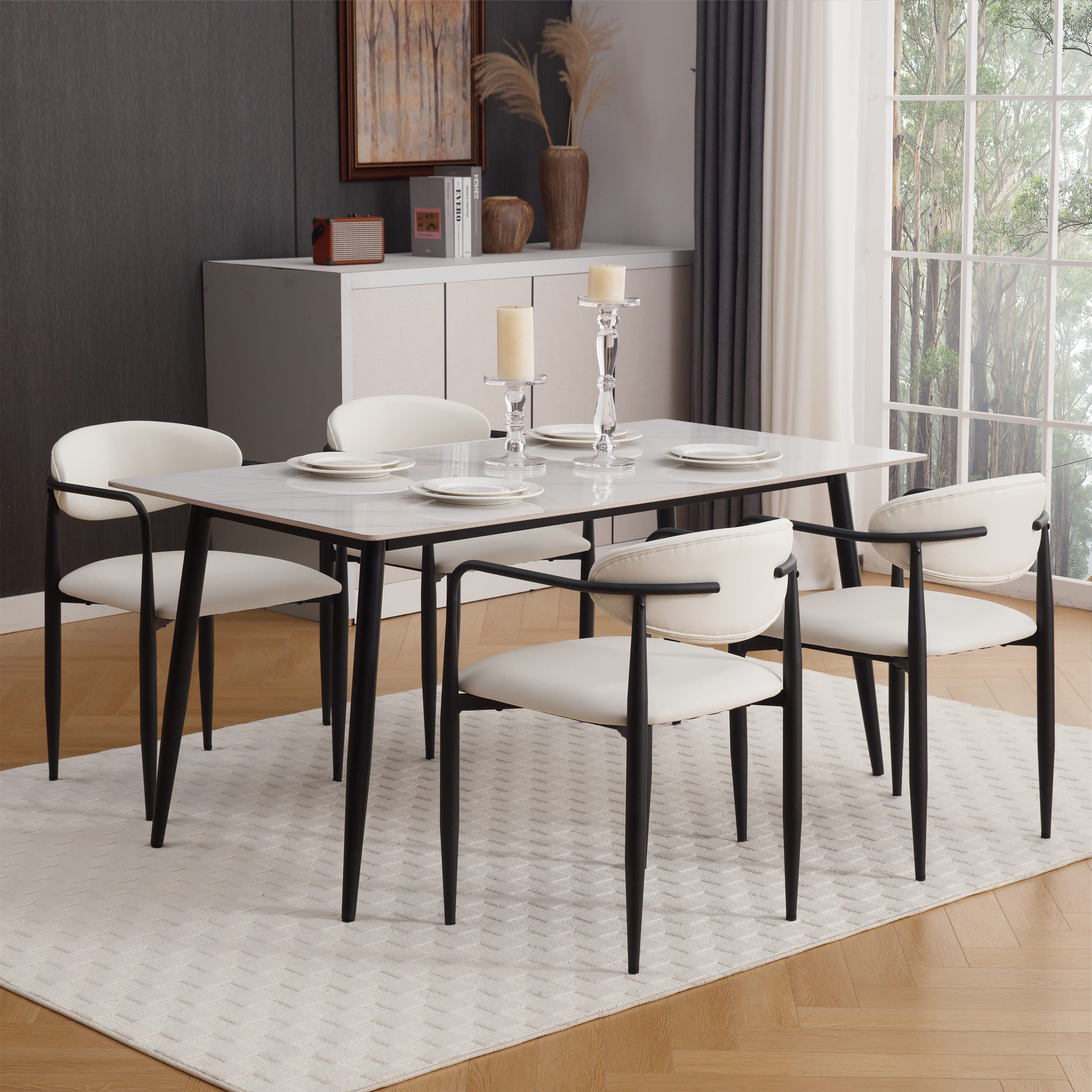 ROCITY Modern White Dining Chairs Set of 2 - 91644DC