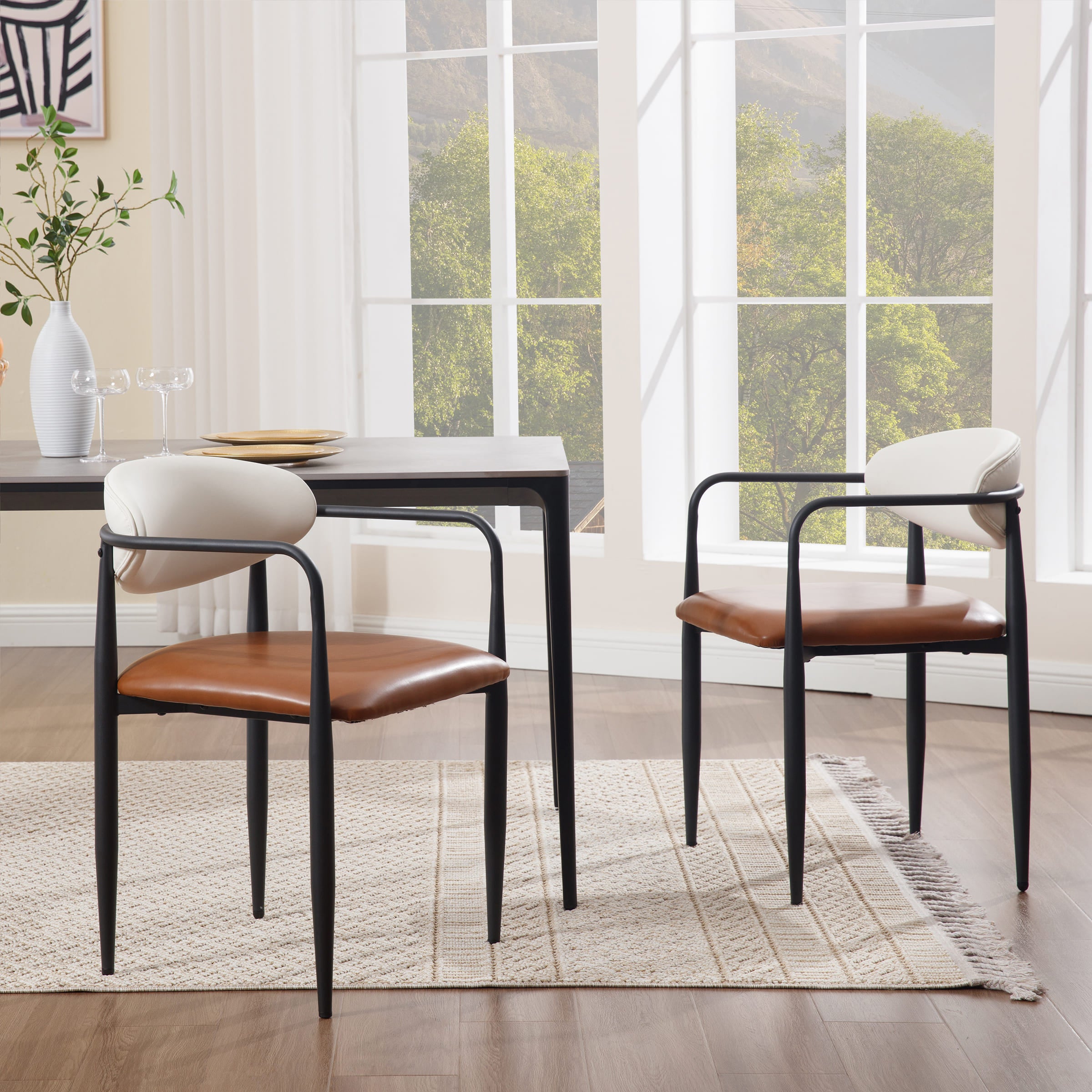 ROCITY Modern White Dining Chairs Set of 2 - 91644DC