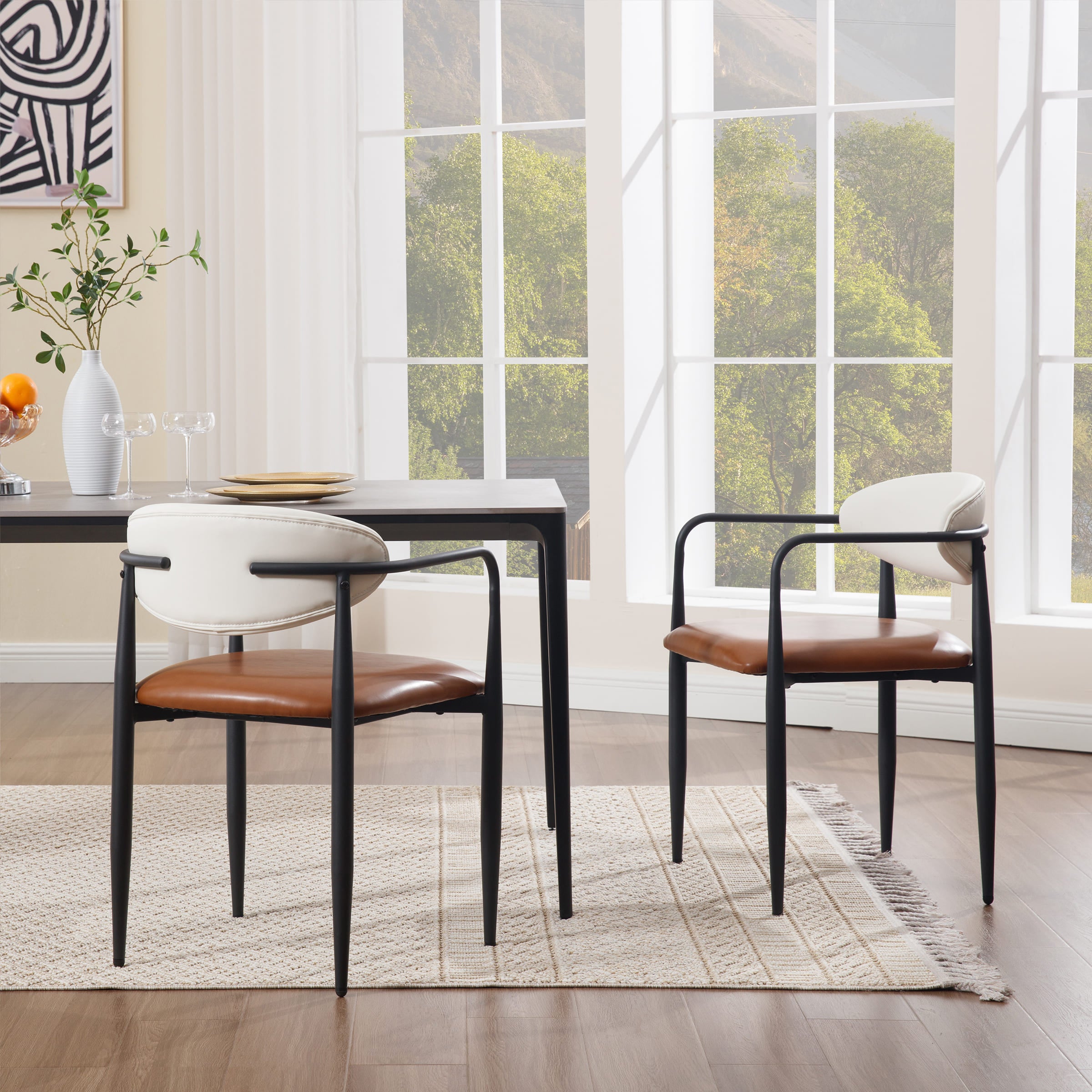 ROCITY Modern White Dining Chairs Set of 2 - 91644DC