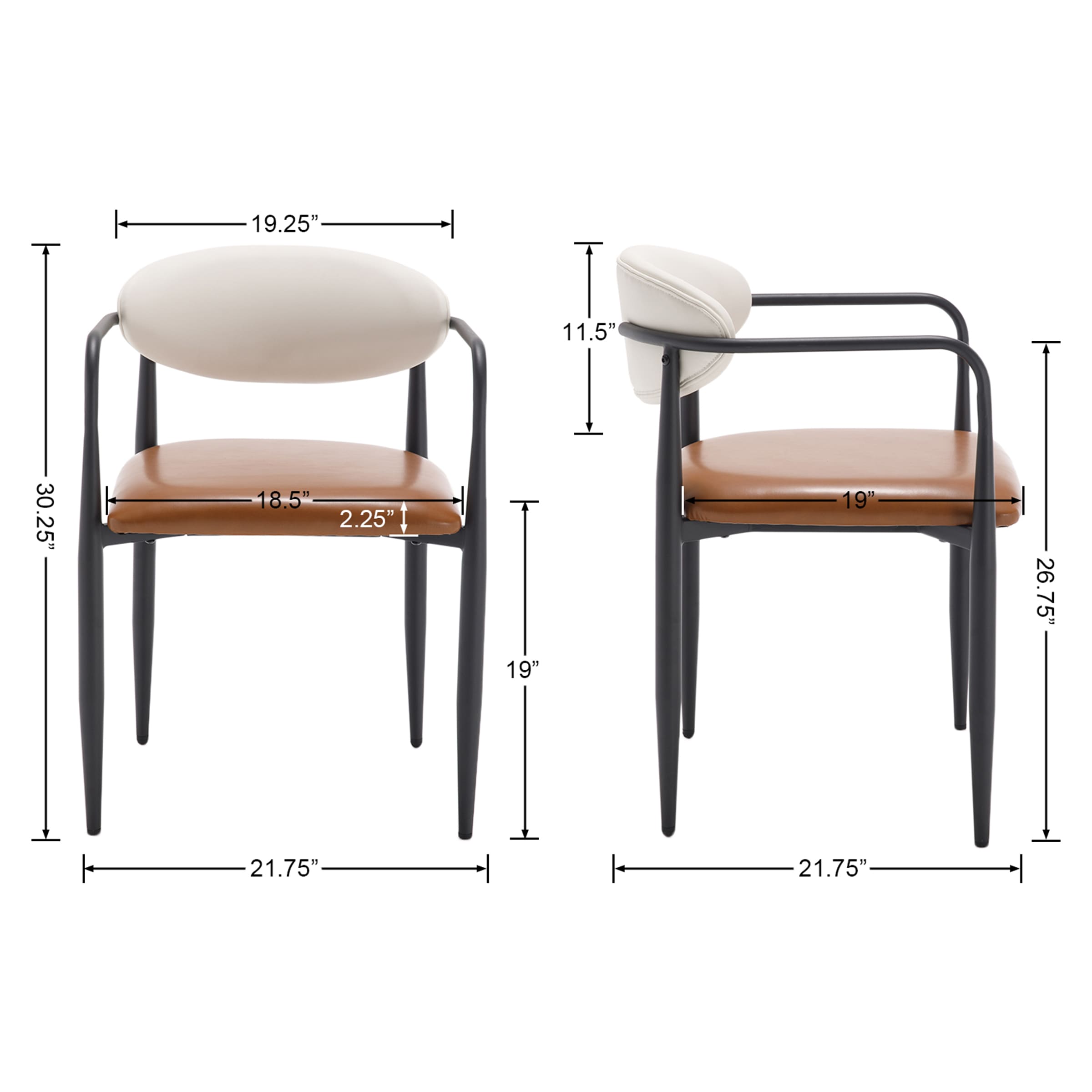 ROCITY Modern White Dining Chairs Set of 2 - 91644DC