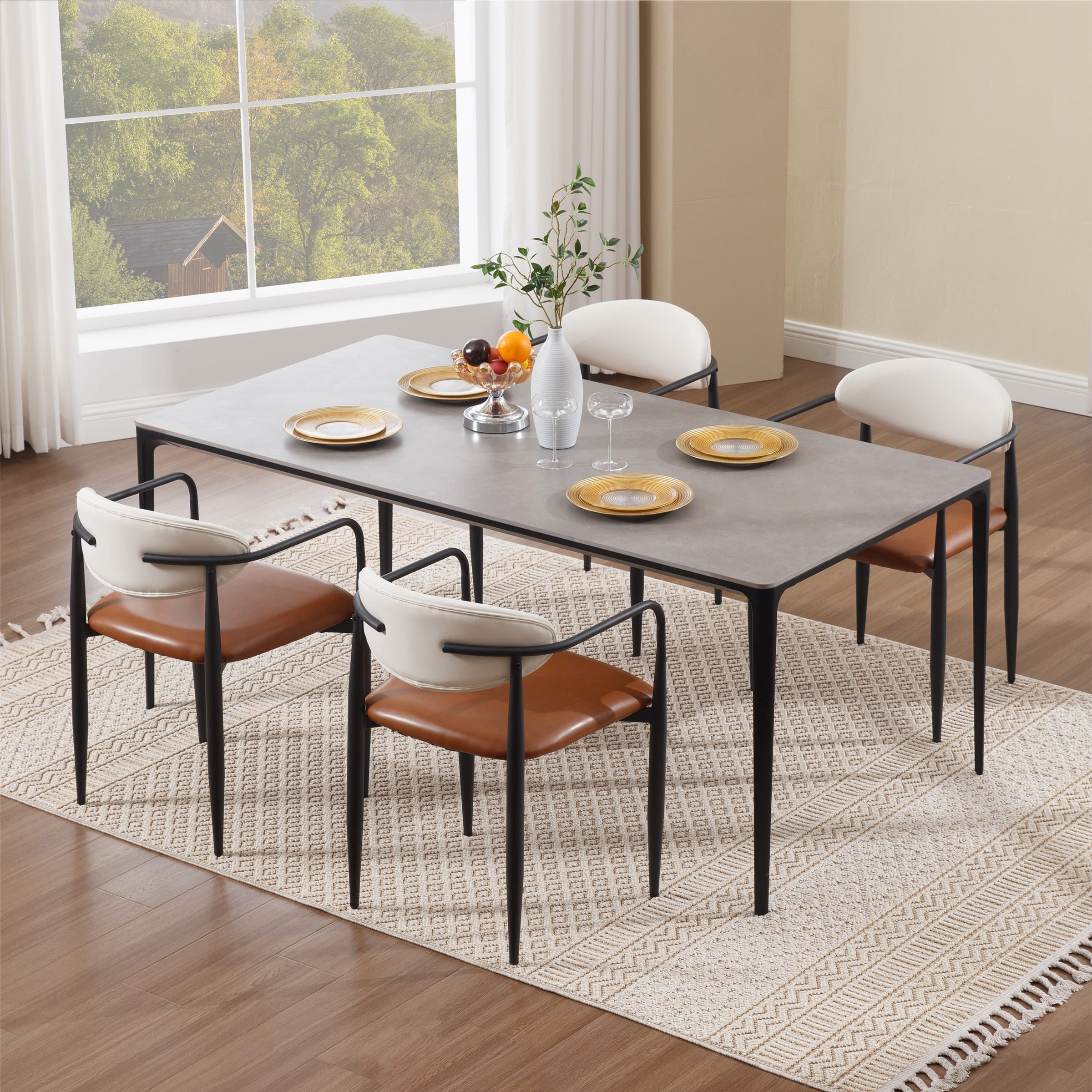 ROCITY Modern White Dining Chairs Set of 2 - 91644DC