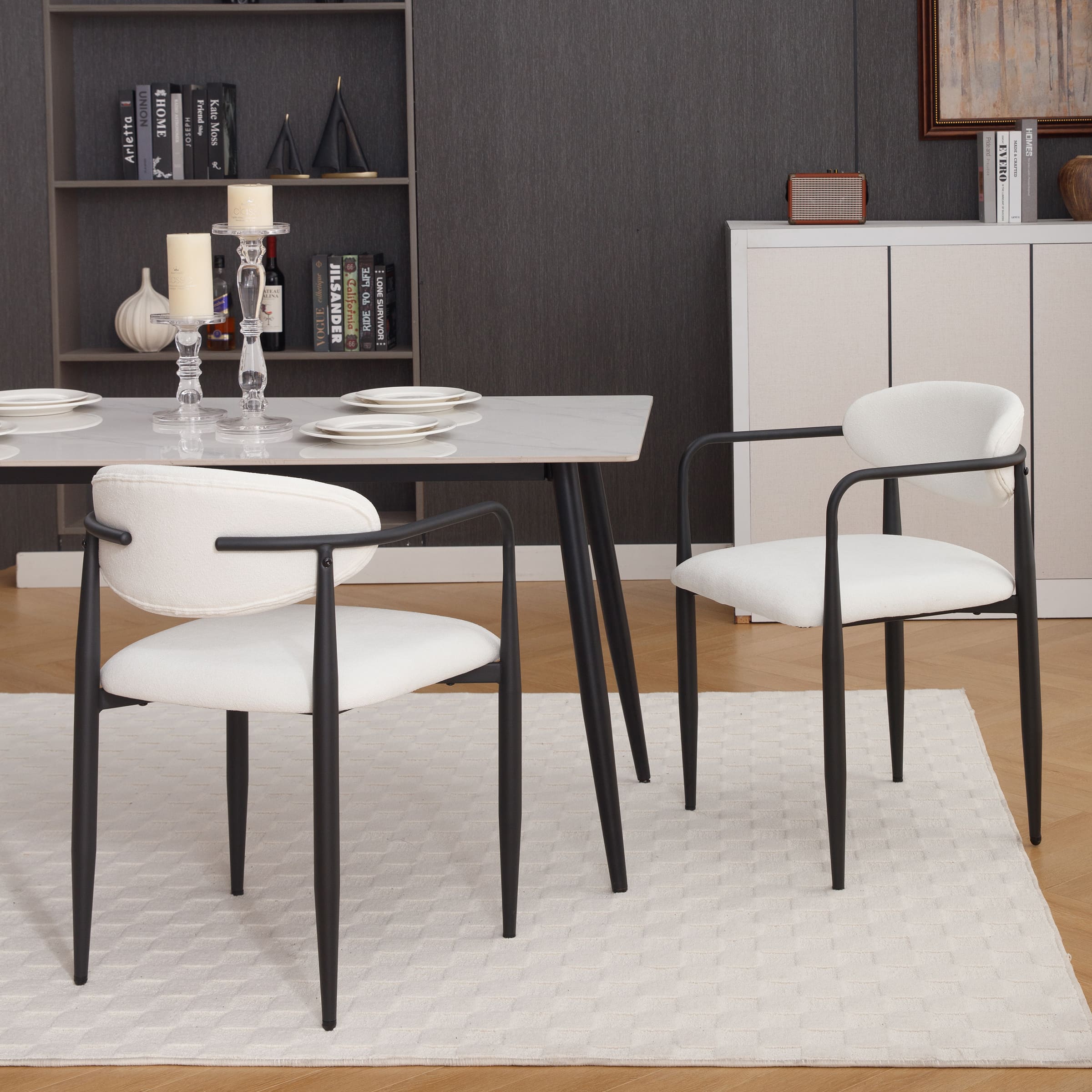 ROCITY Modern White Dining Chairs Set of 2 - 91644DC