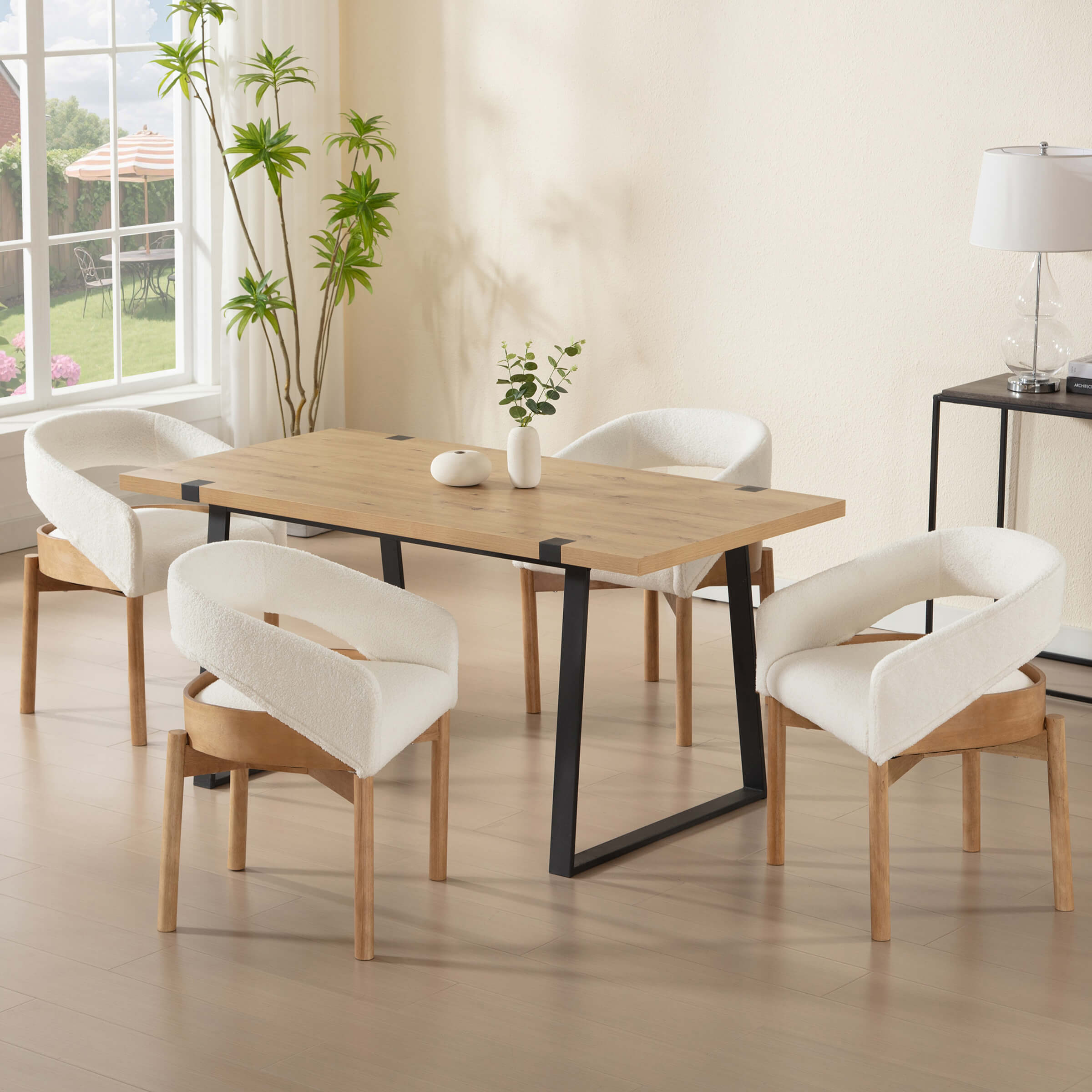 ROCITY Open Barrel Curved Back Dining Chairs Set of 2 - 1999DC