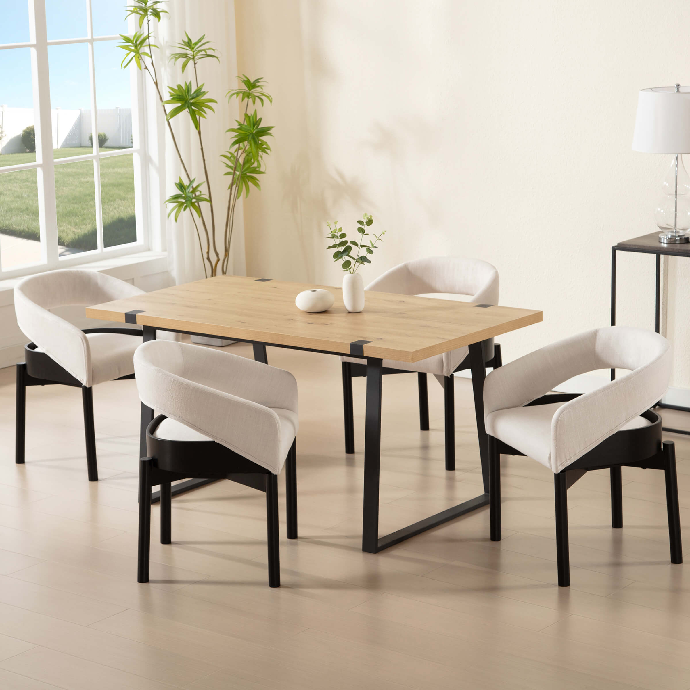 ROCITY Open Barrel Curved Back Dining Chairs Set of 2 - 1999DC