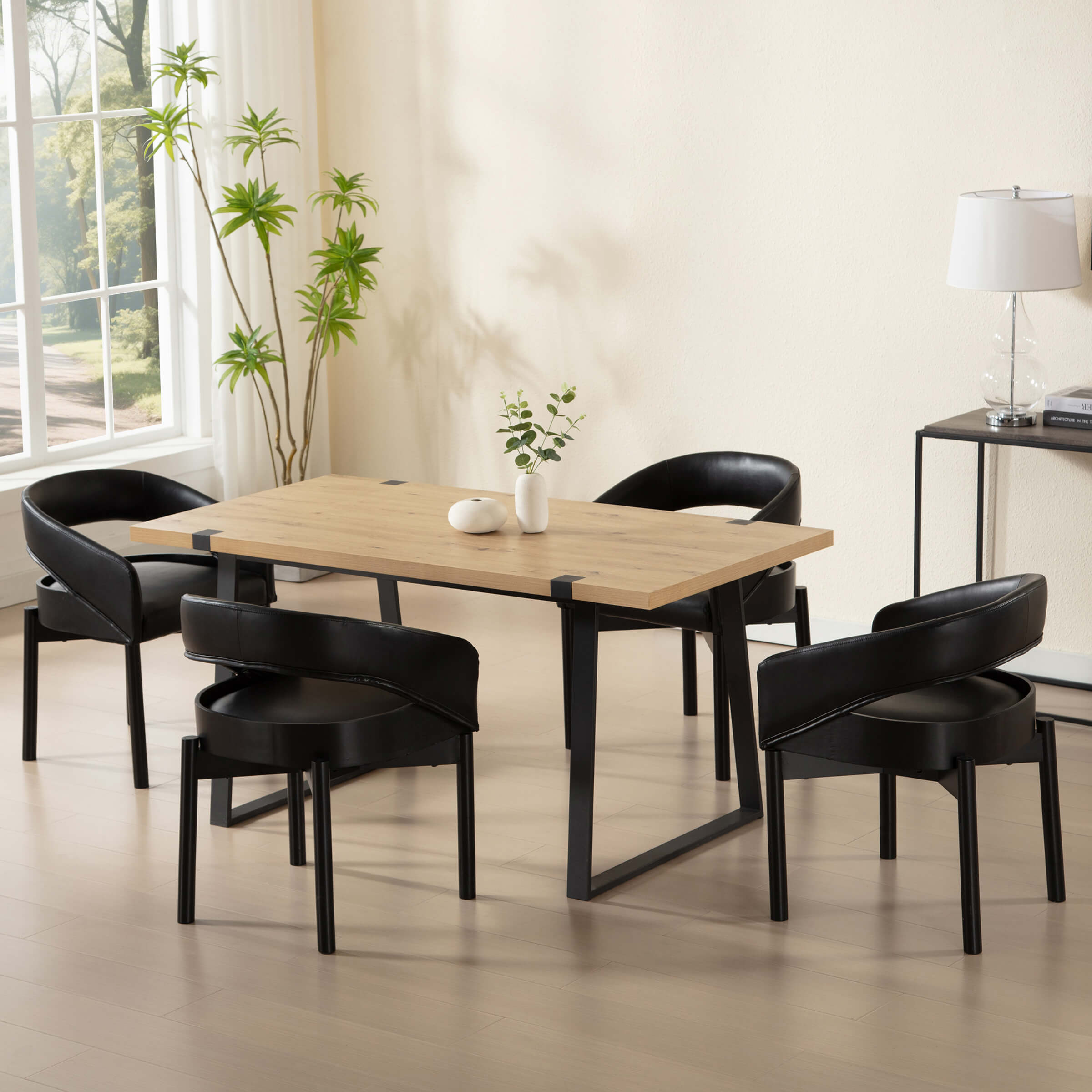 ROCITY Open Barrel Curved Back Dining Chairs Set of 2 - 1999DC