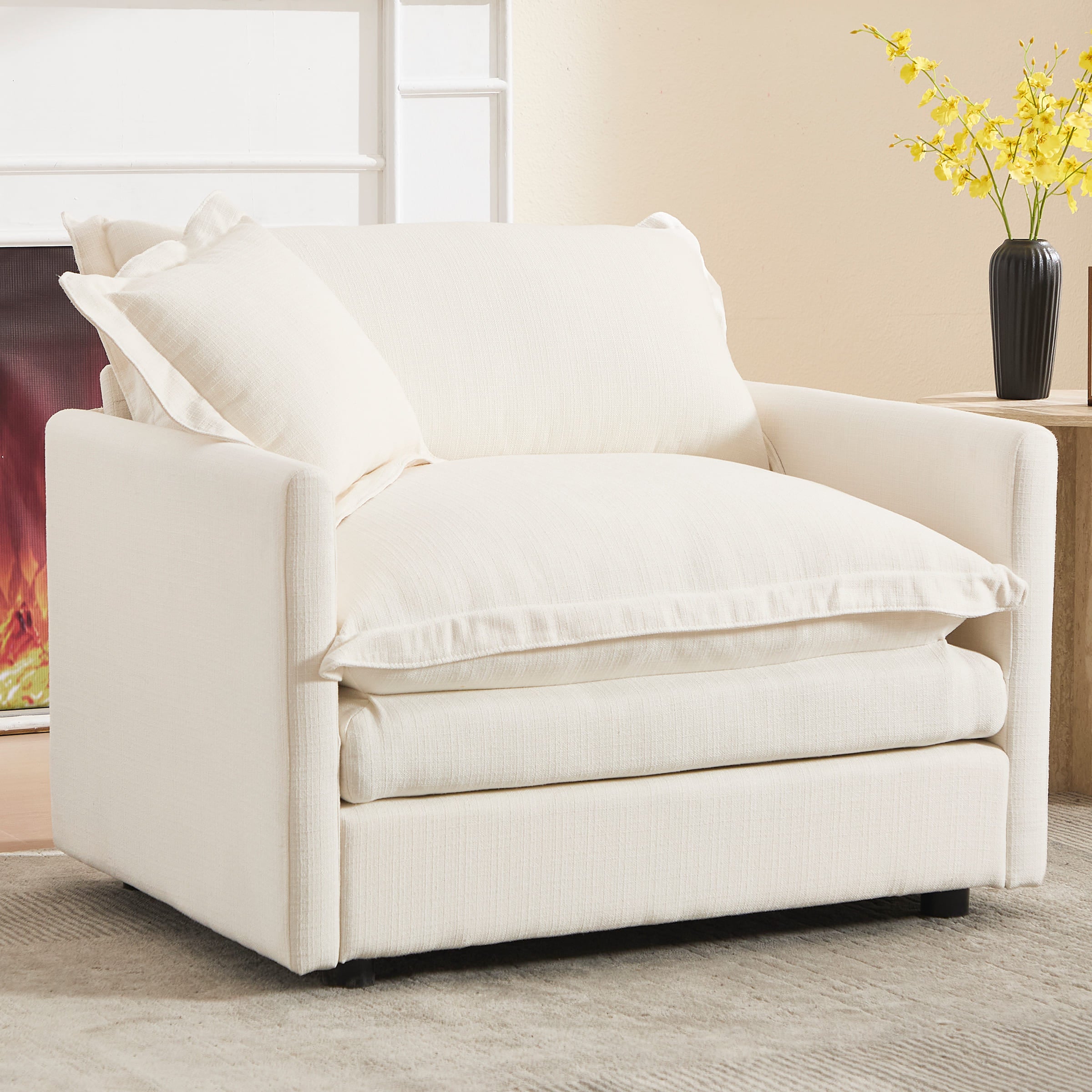 ROCITY Single Sofa with Ottoman & Pillow - 1036SF