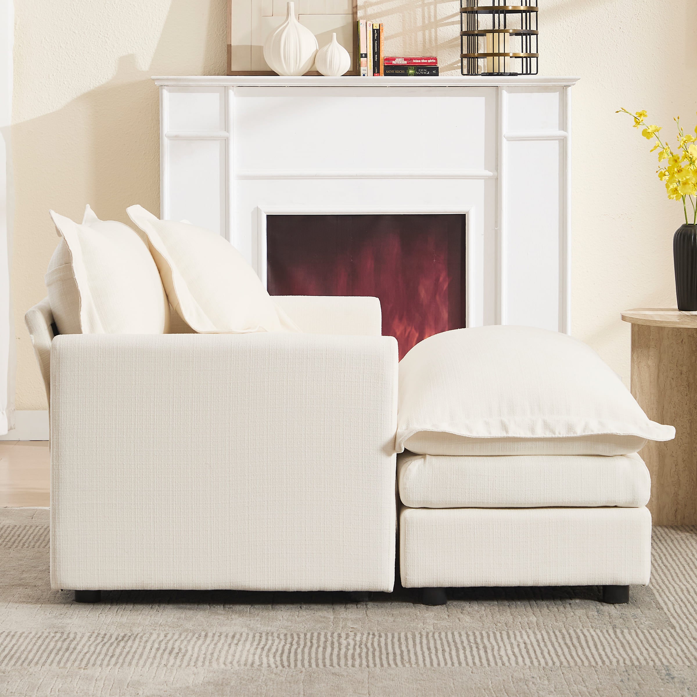 ROCITY Single Sofa with Ottoman & Pillow - 1036SF