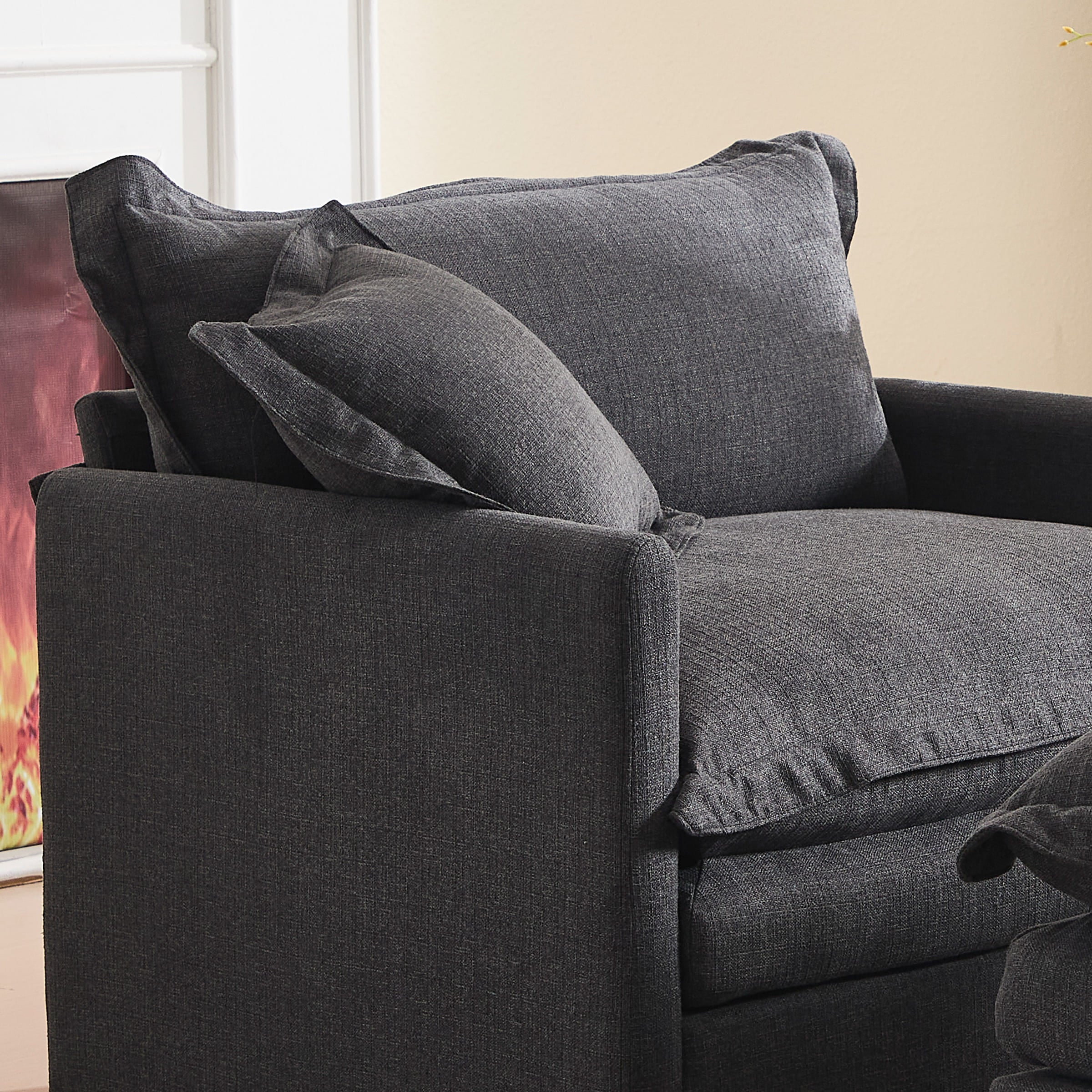 ROCITY Single Sofa with Ottoman & Pillow - 1036SF