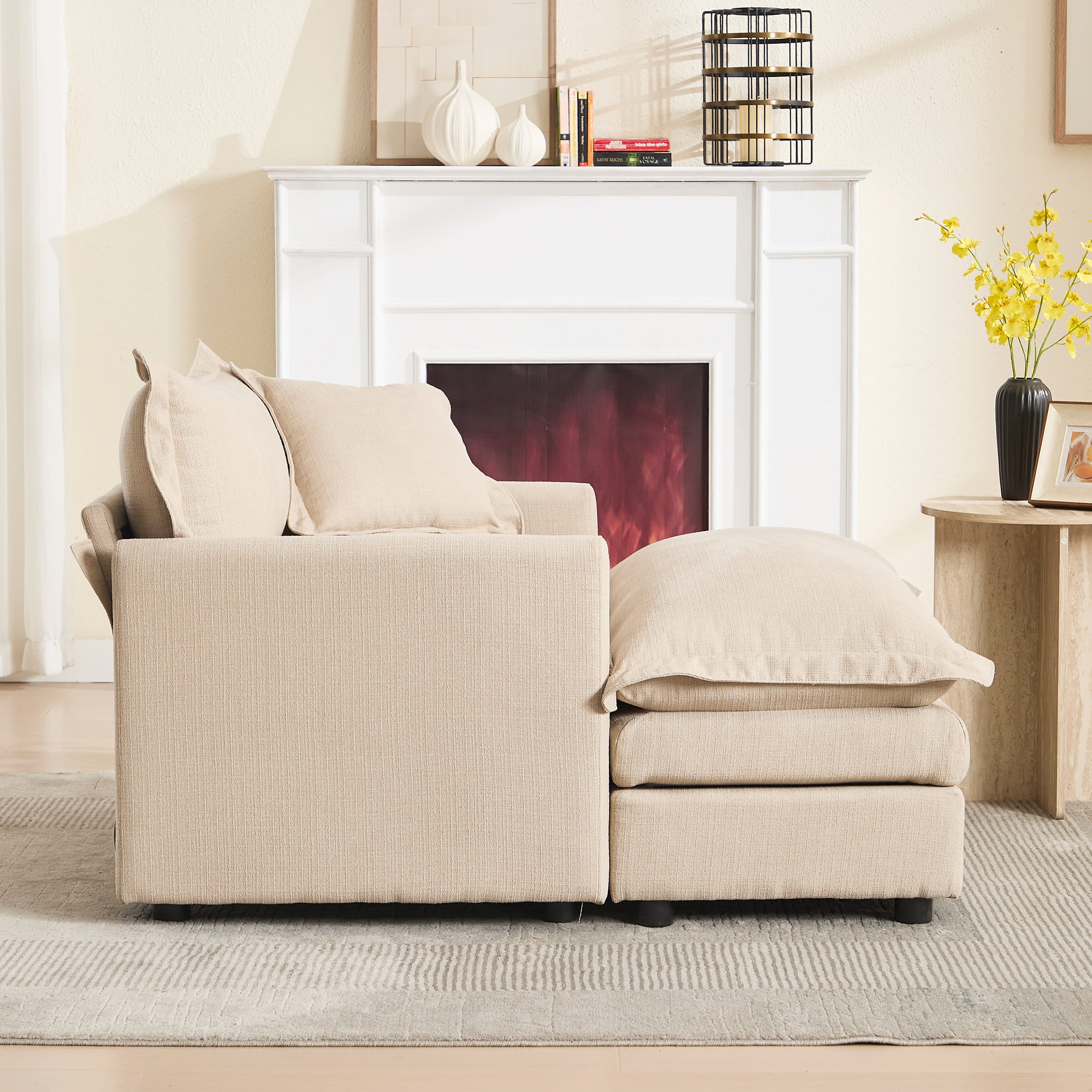 ROCITY Single Sofa with Ottoman & Pillow - 1036SF