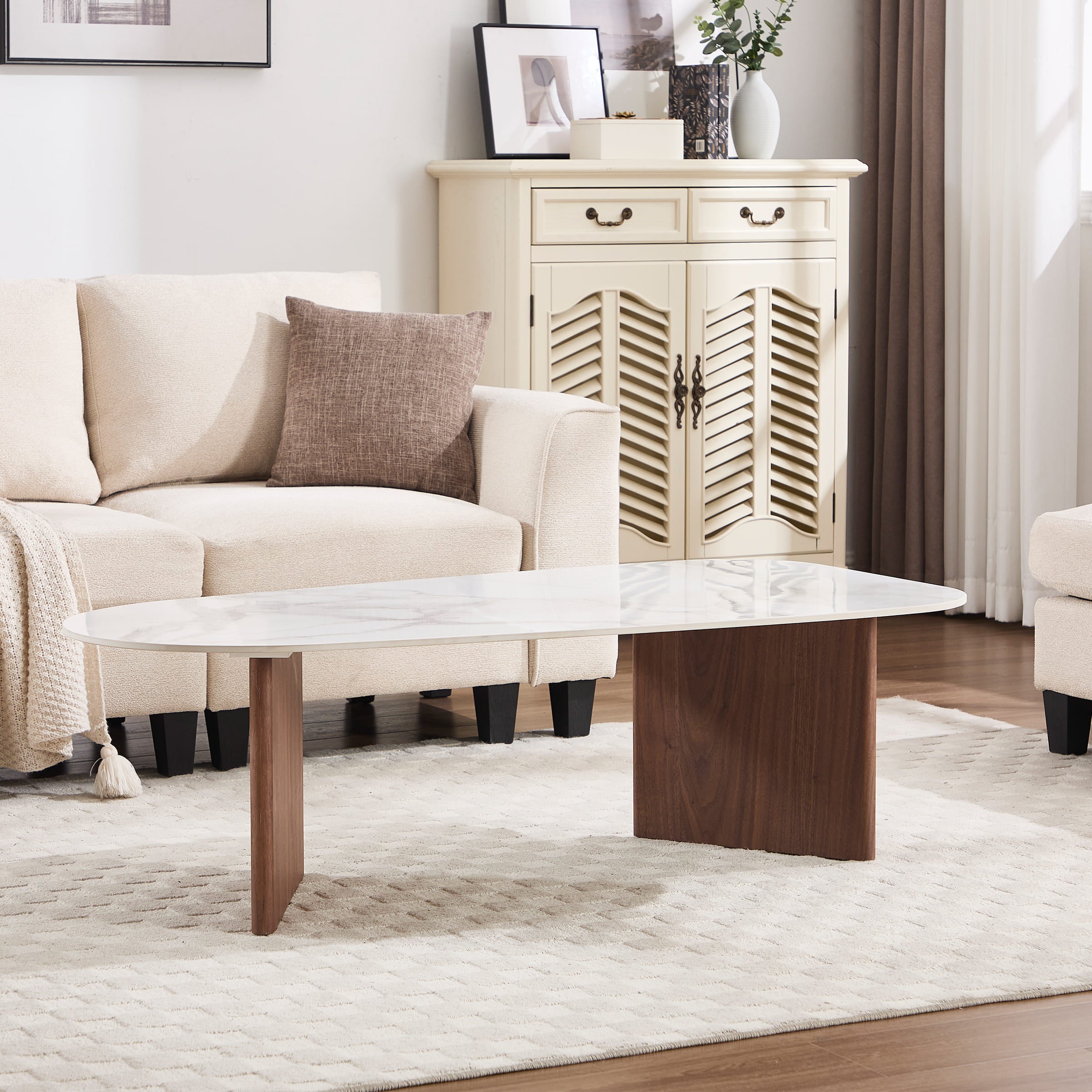 ROCITY Solid Wood Irregular-Shaped Coffee Table - XX150CT