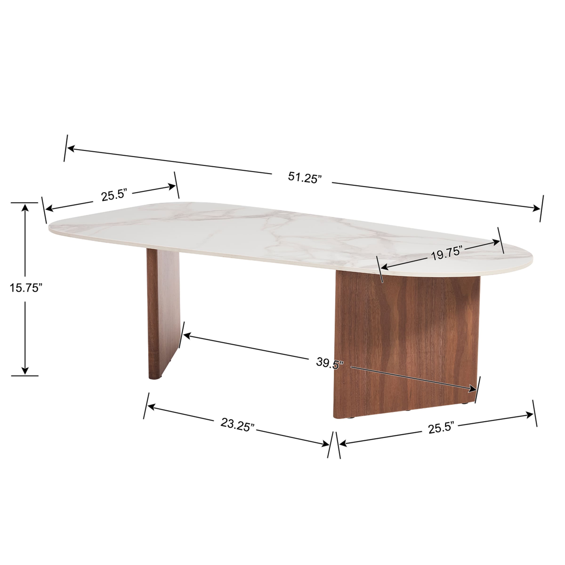 ROCITY Solid Wood Irregular-Shaped Coffee Table - XX150CT