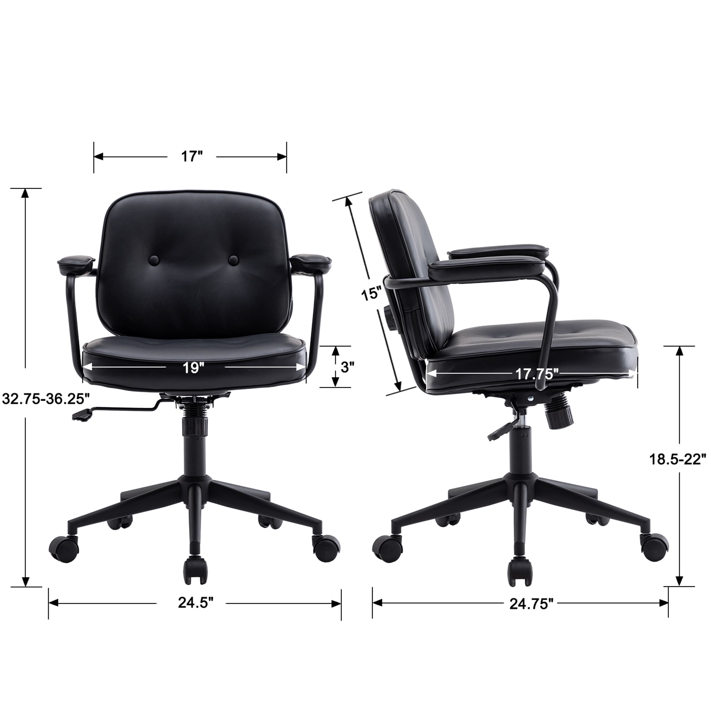 ROCITY Swivel Leather Home Office Chair 1 PCS - X221OC