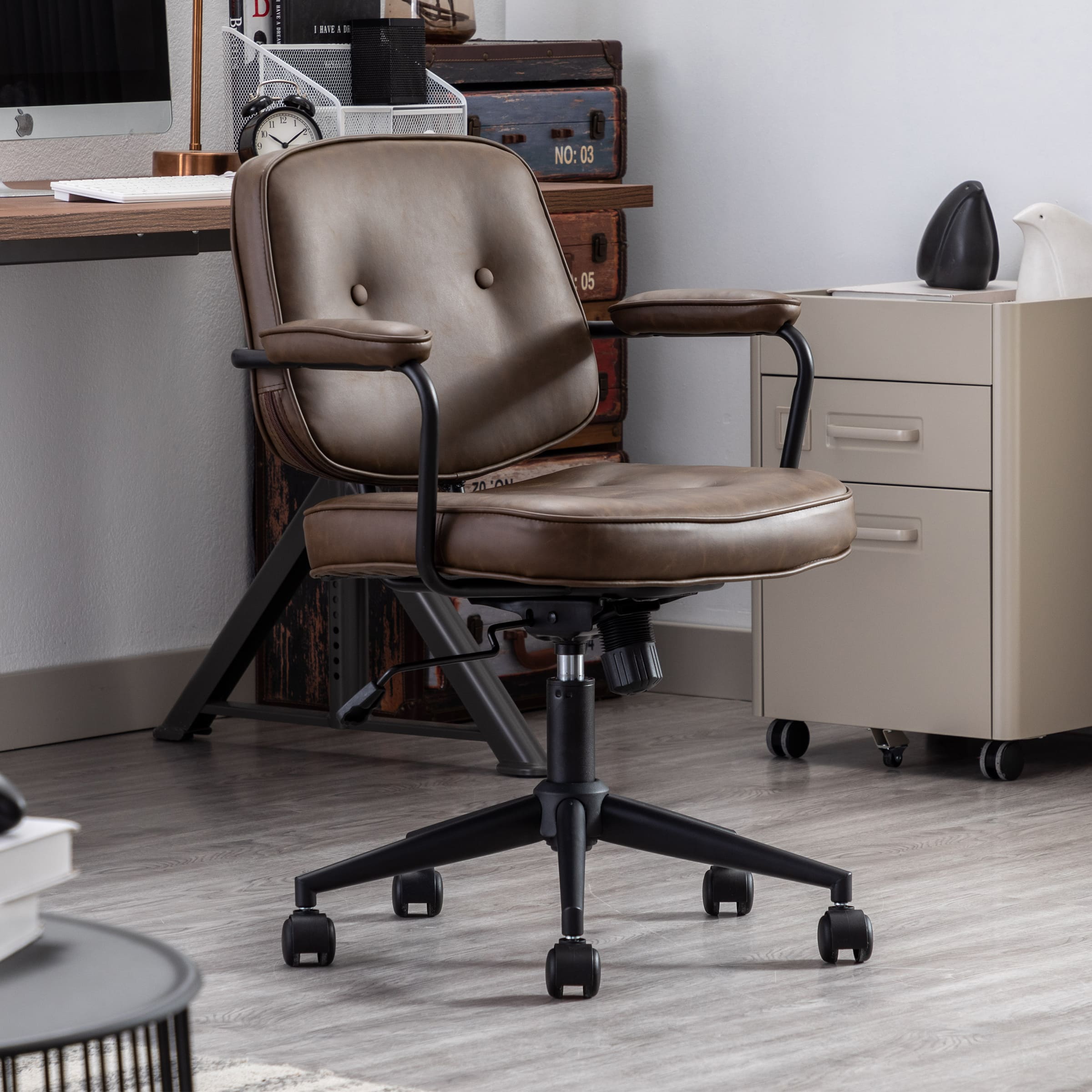 ROCITY Swivel Leather Home Office Chair 1 PCS - X221OC