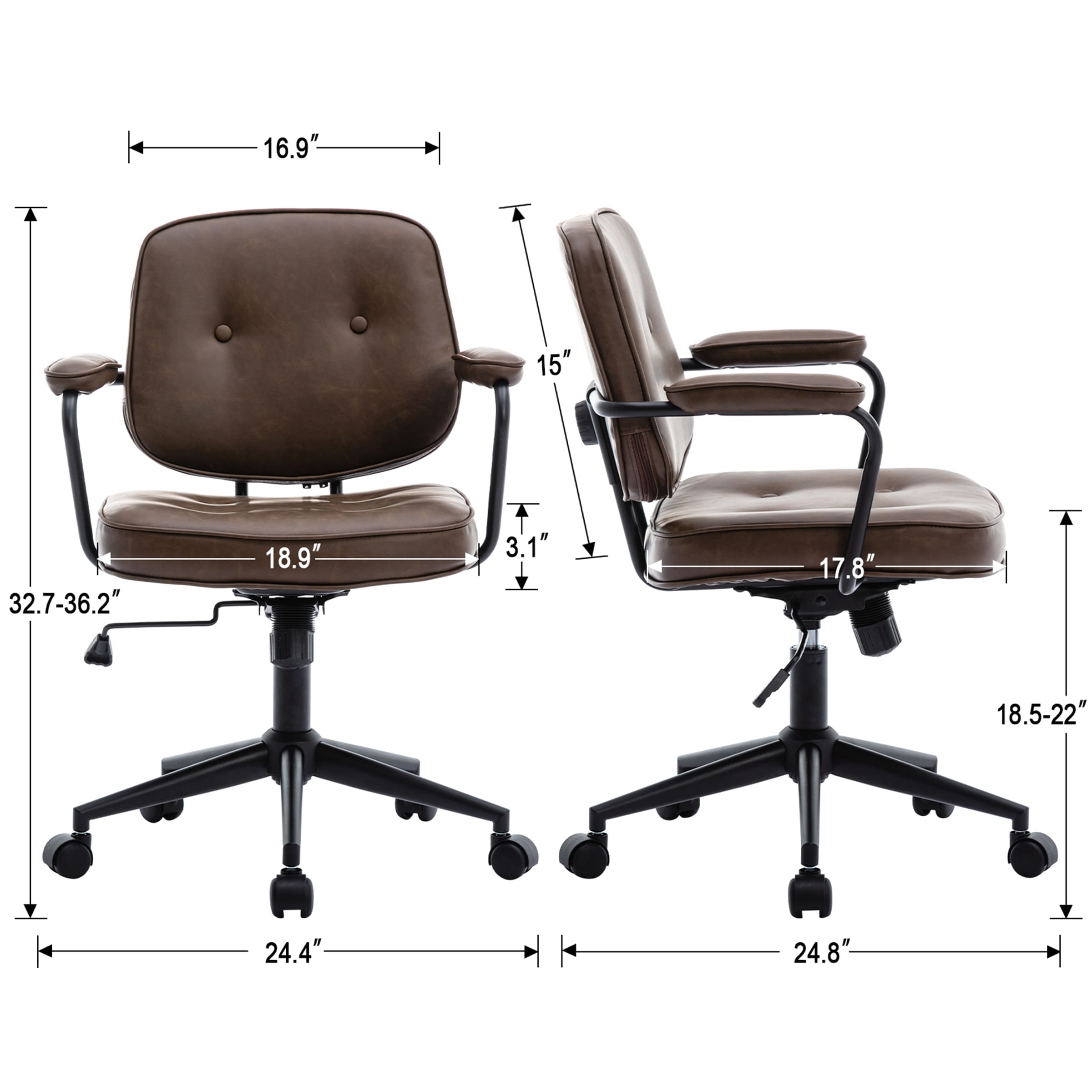 ROCITY Swivel Leather Home Office Chair 1 PCS - X221OC