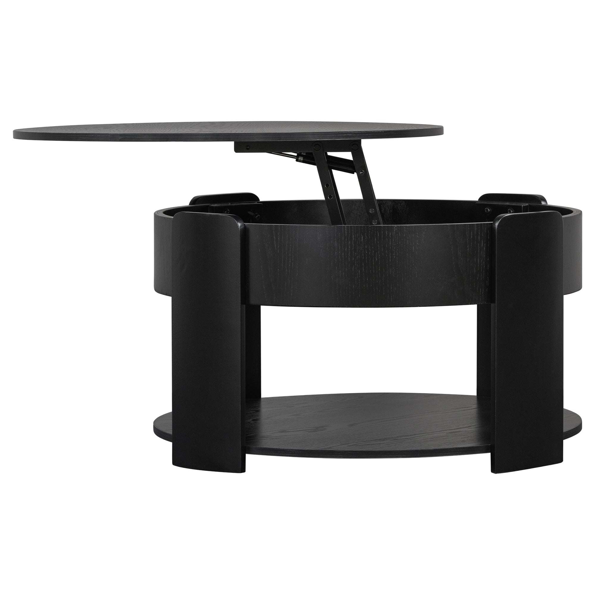 32.5" Modern Farmhouse Round Lift Top Coffee Table with Storage