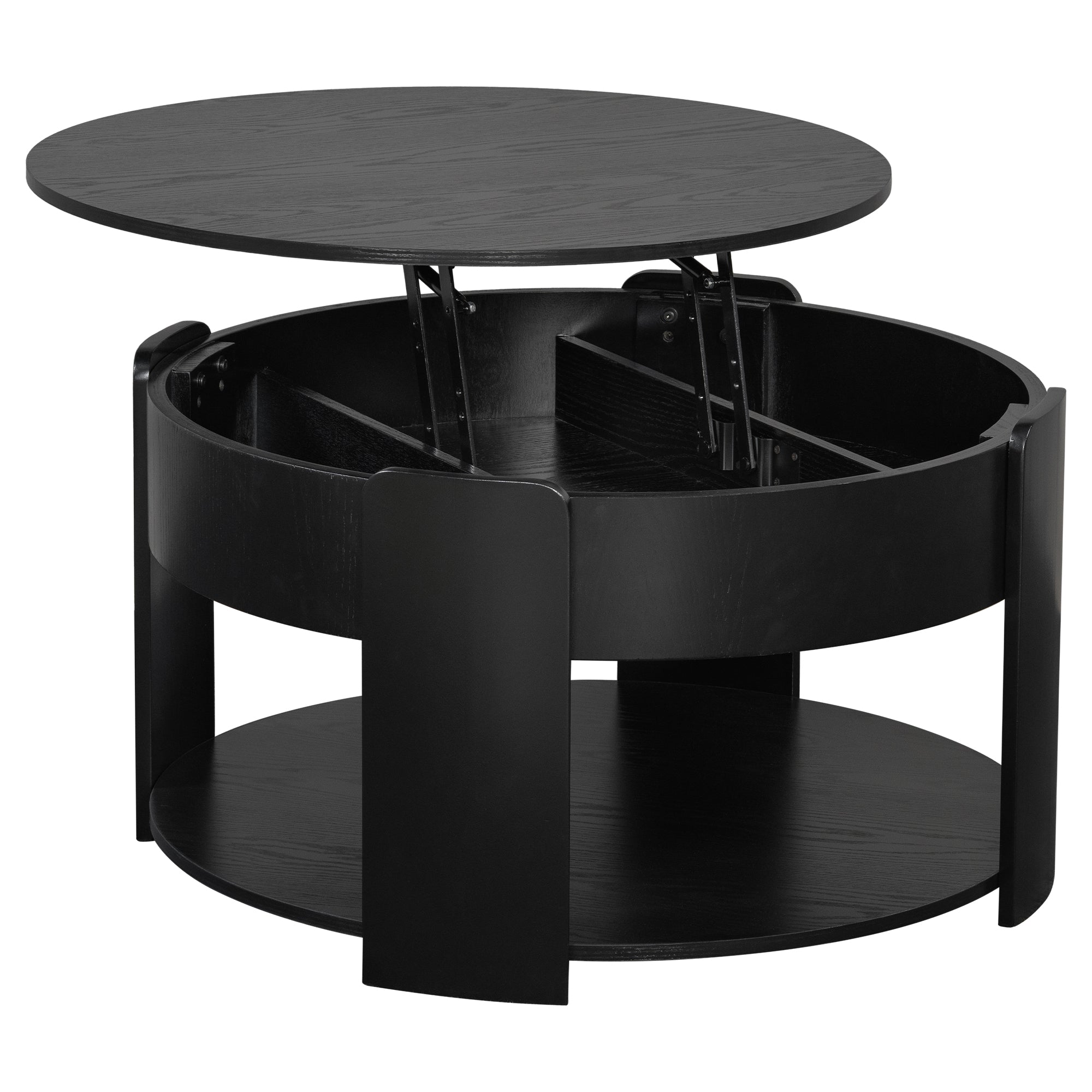 32.5" Modern Farmhouse Round Lift Top Coffee Table with Storage