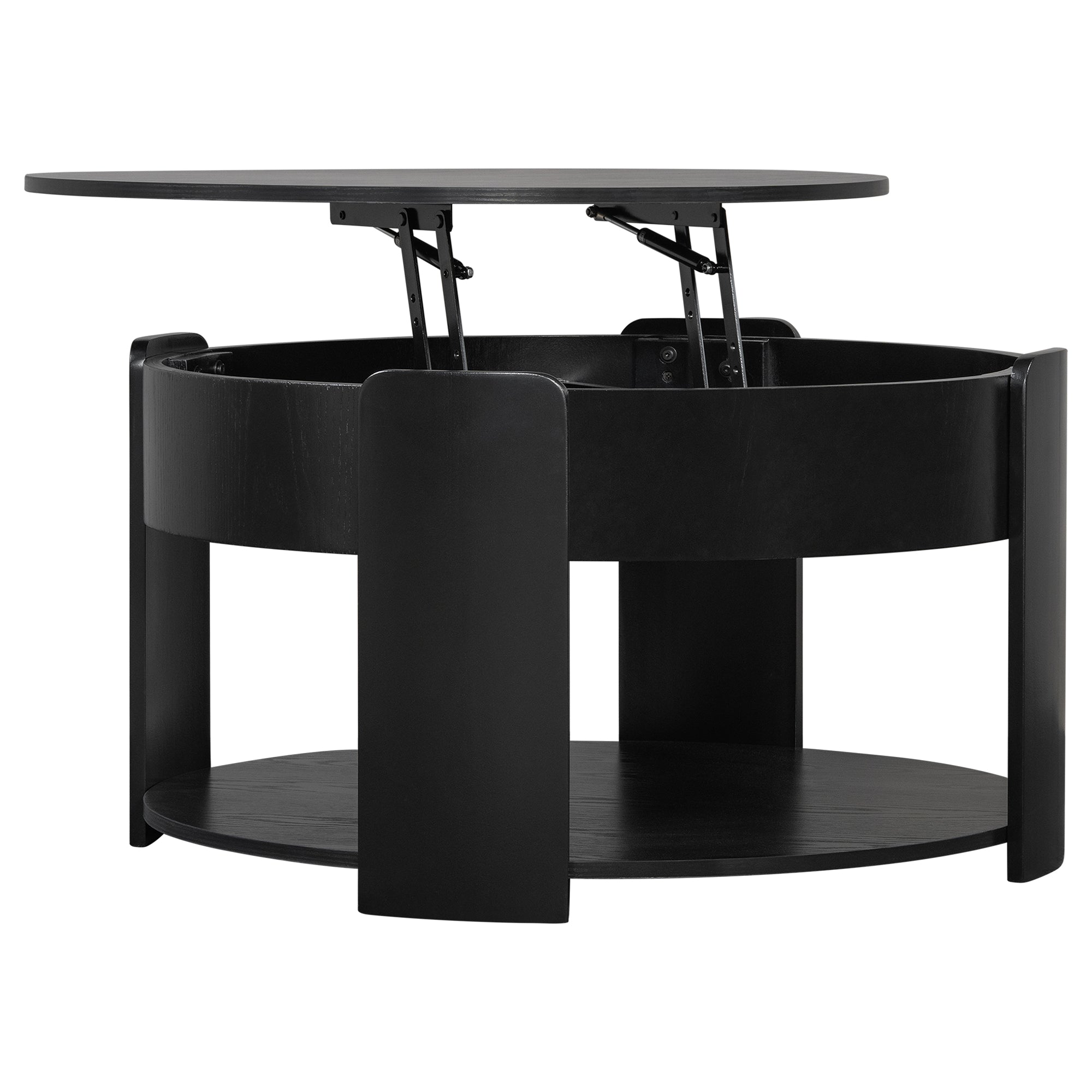 32.5" Modern Farmhouse Round Lift Top Coffee Table with Storage
