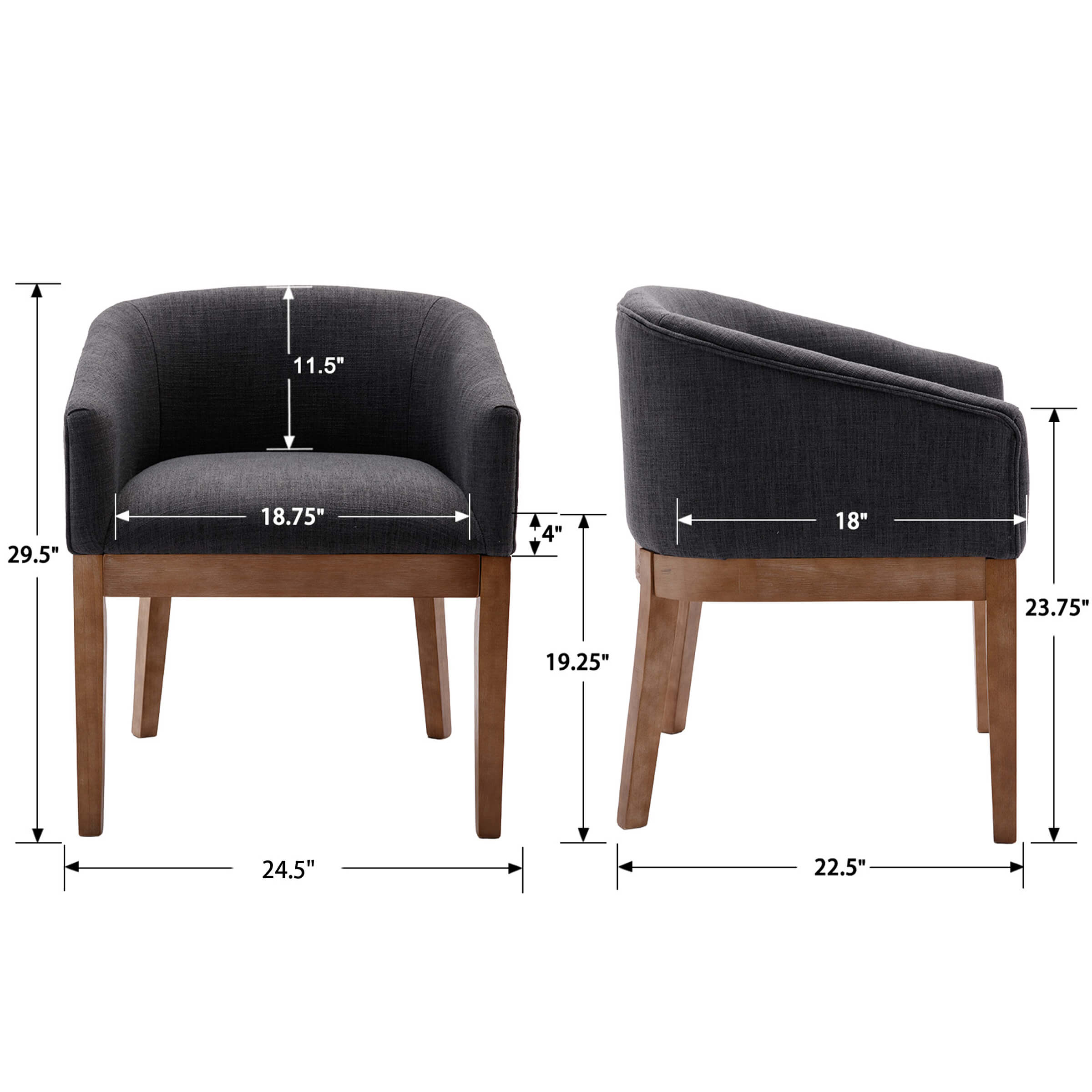 CIMOTA Farmhouse Slope Arm Barrel Dining Chairs Set of 2 - 1851