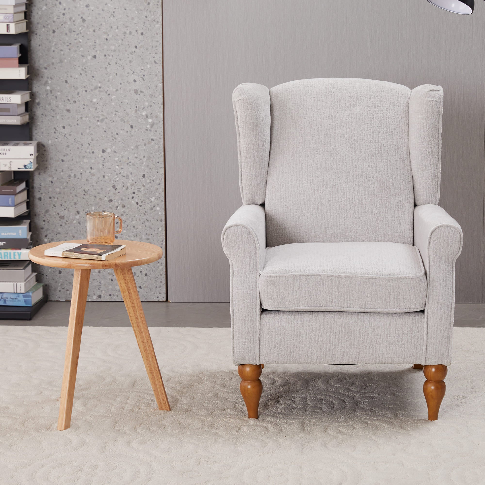 Traditional Beige High Back Armchair & Coffee Table Set