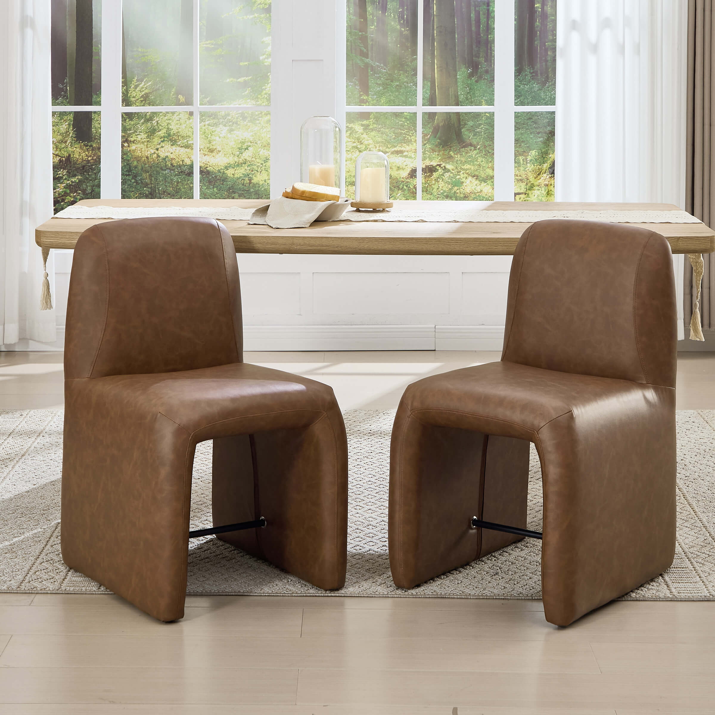 Upholstered Dining Chairs Set with Deep Seat and Curved Back - 3170DC