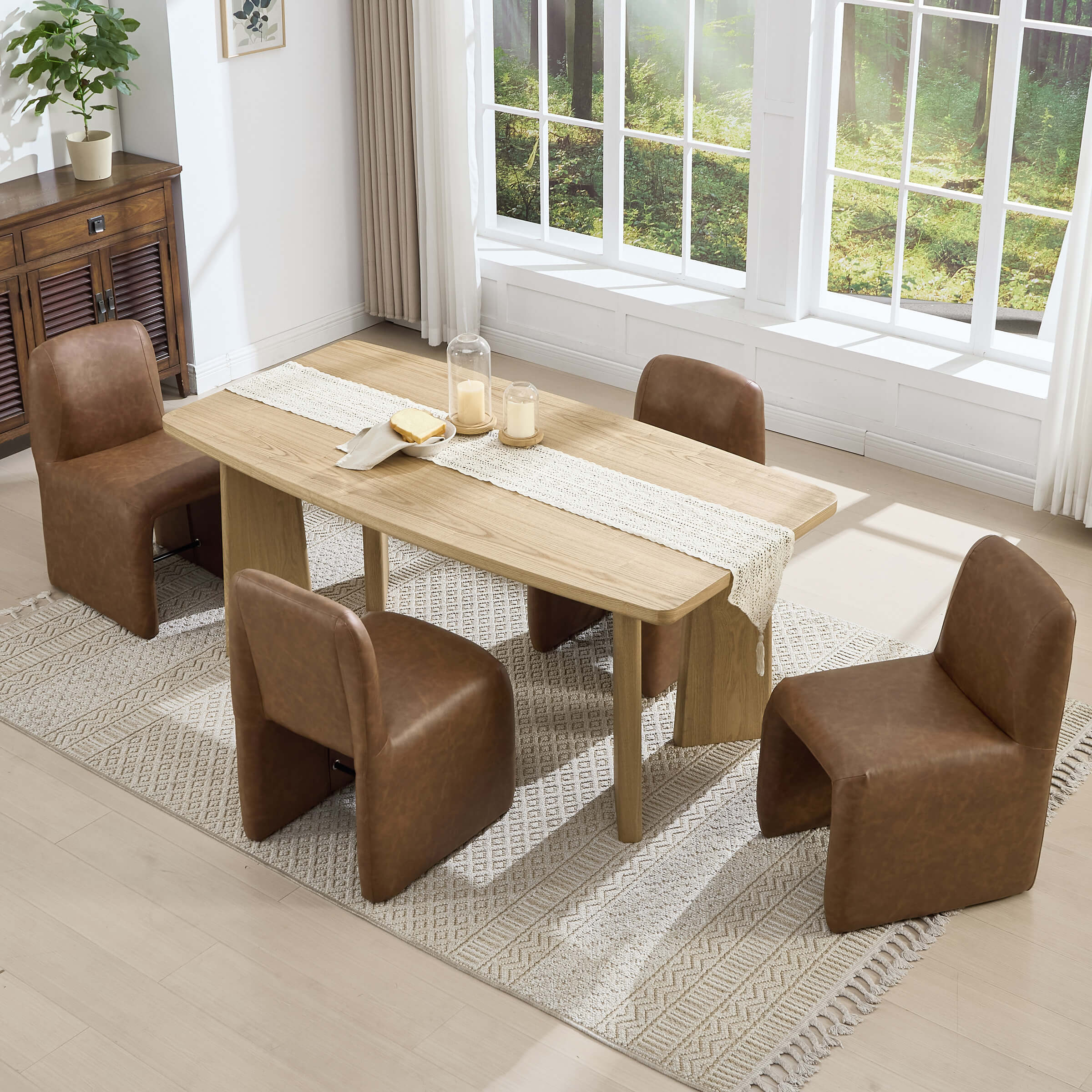 Upholstered Dining Chairs Set with Deep Seat and Curved Back - 3170DC