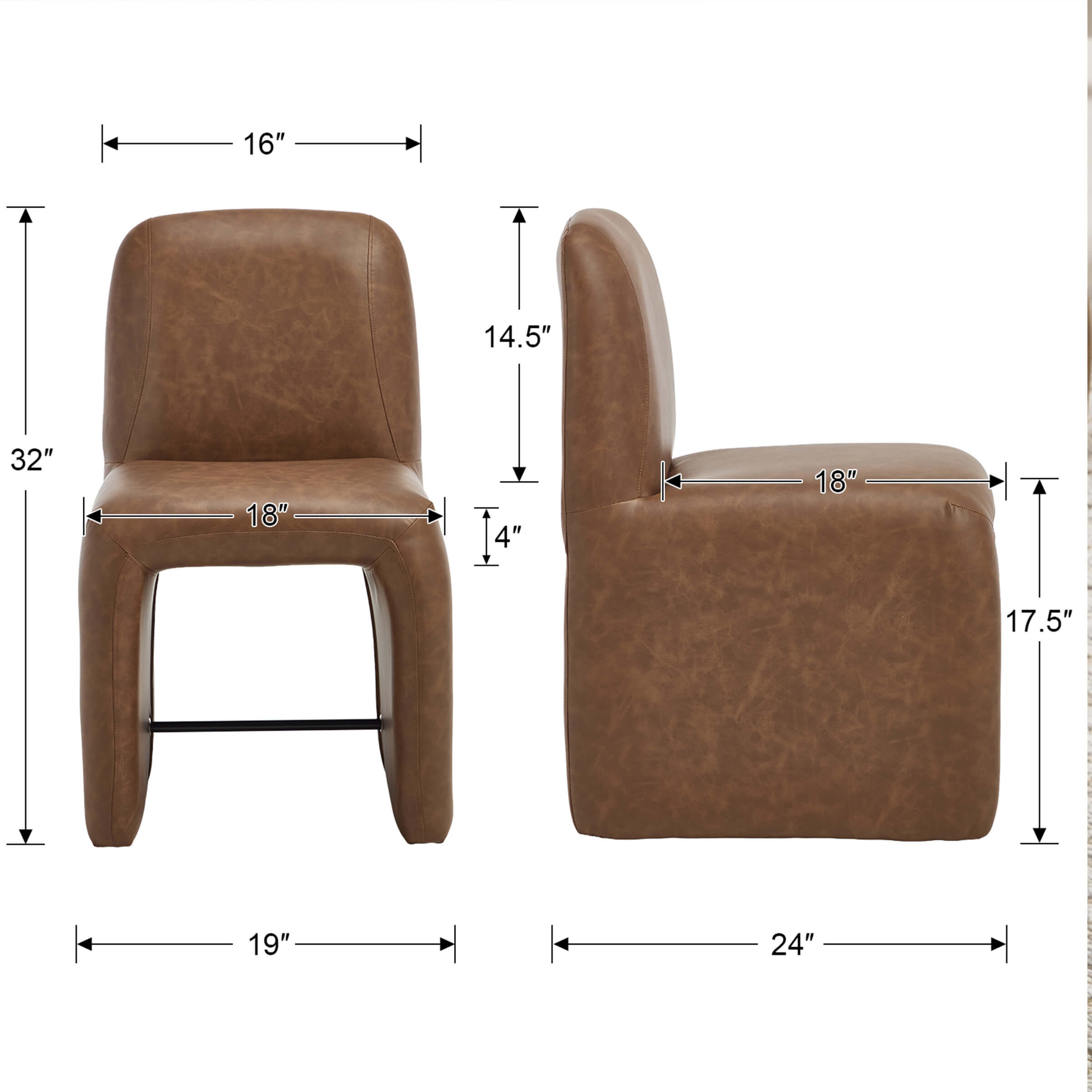 Upholstered Dining Chairs Set with Deep Seat and Curved Back - 3170DC