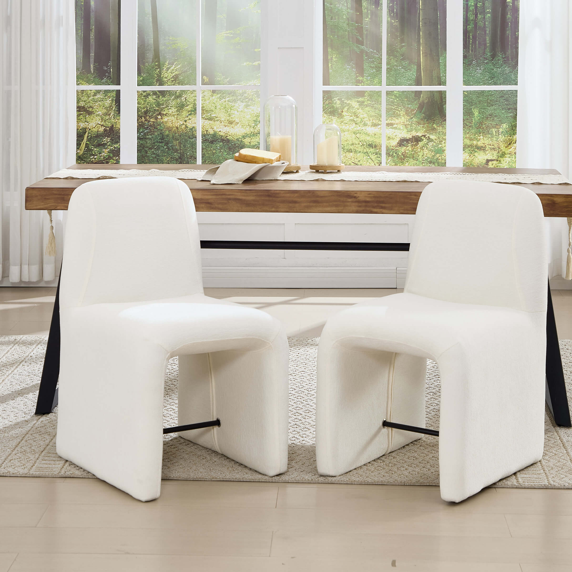 Upholstered Dining Chairs Set with Deep Seat and Curved Back - 3170DC
