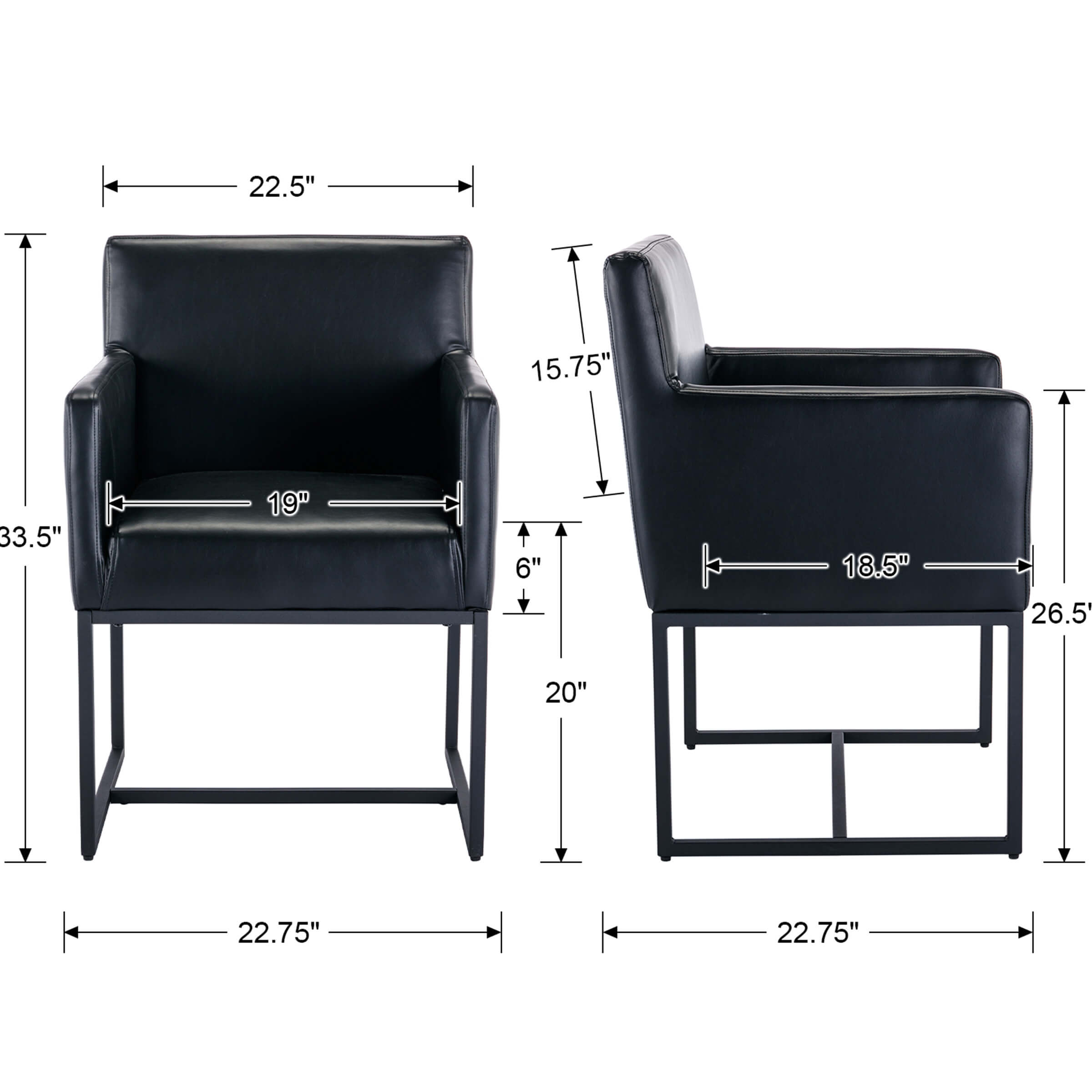VESCASA Upholstered Dining Chairs with Arms Set of 2 - 1823DC