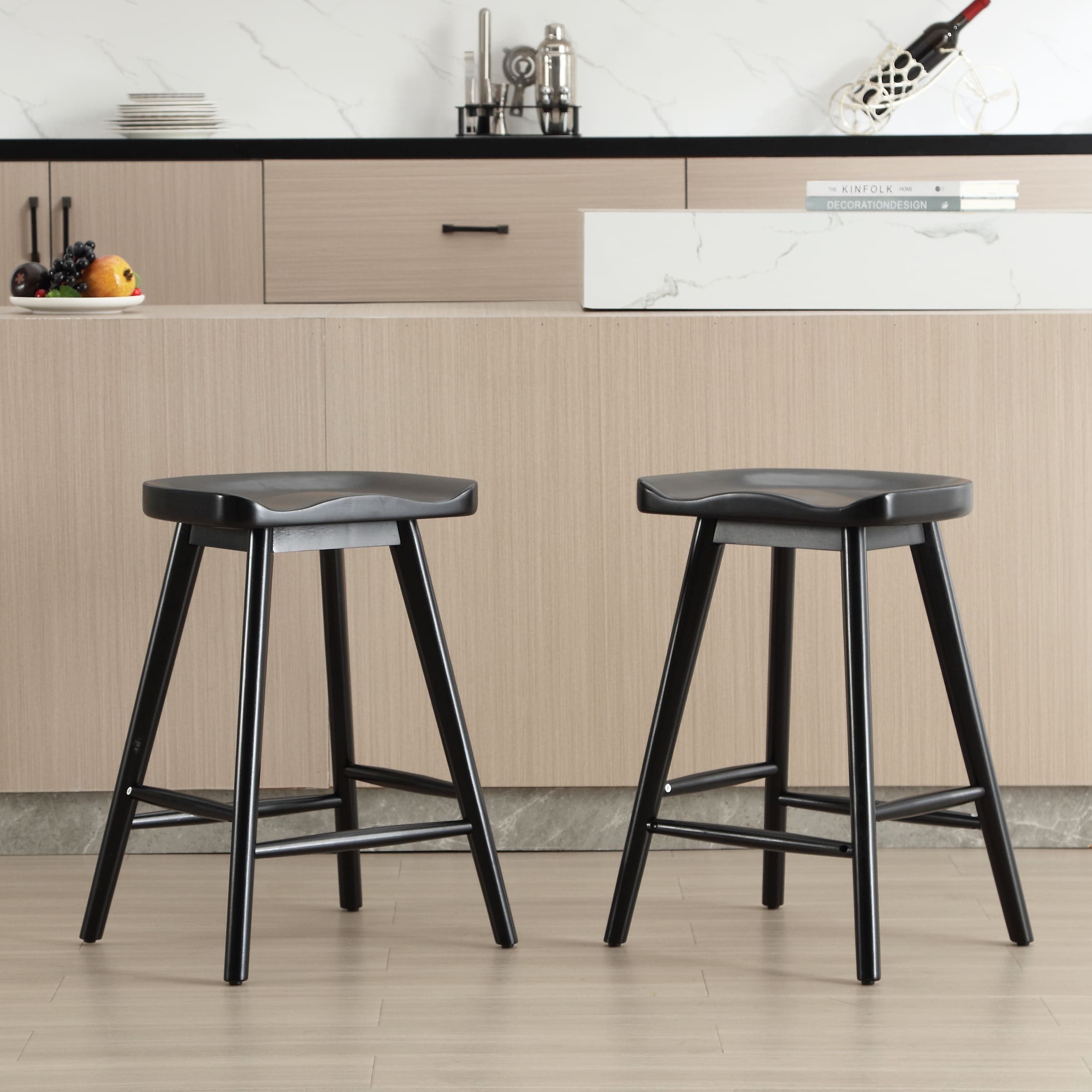 VESCASA 24"H Ergonomic Backless Counter Stools Set of 2 - X018CS