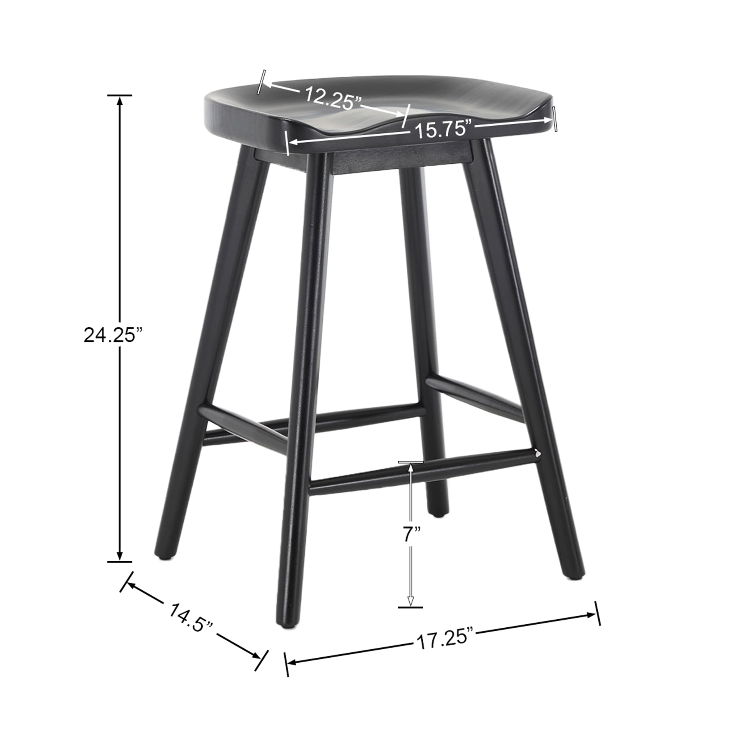 VESCASA 24"H Ergonomic Backless Counter Stools Set of 2 - X018CS