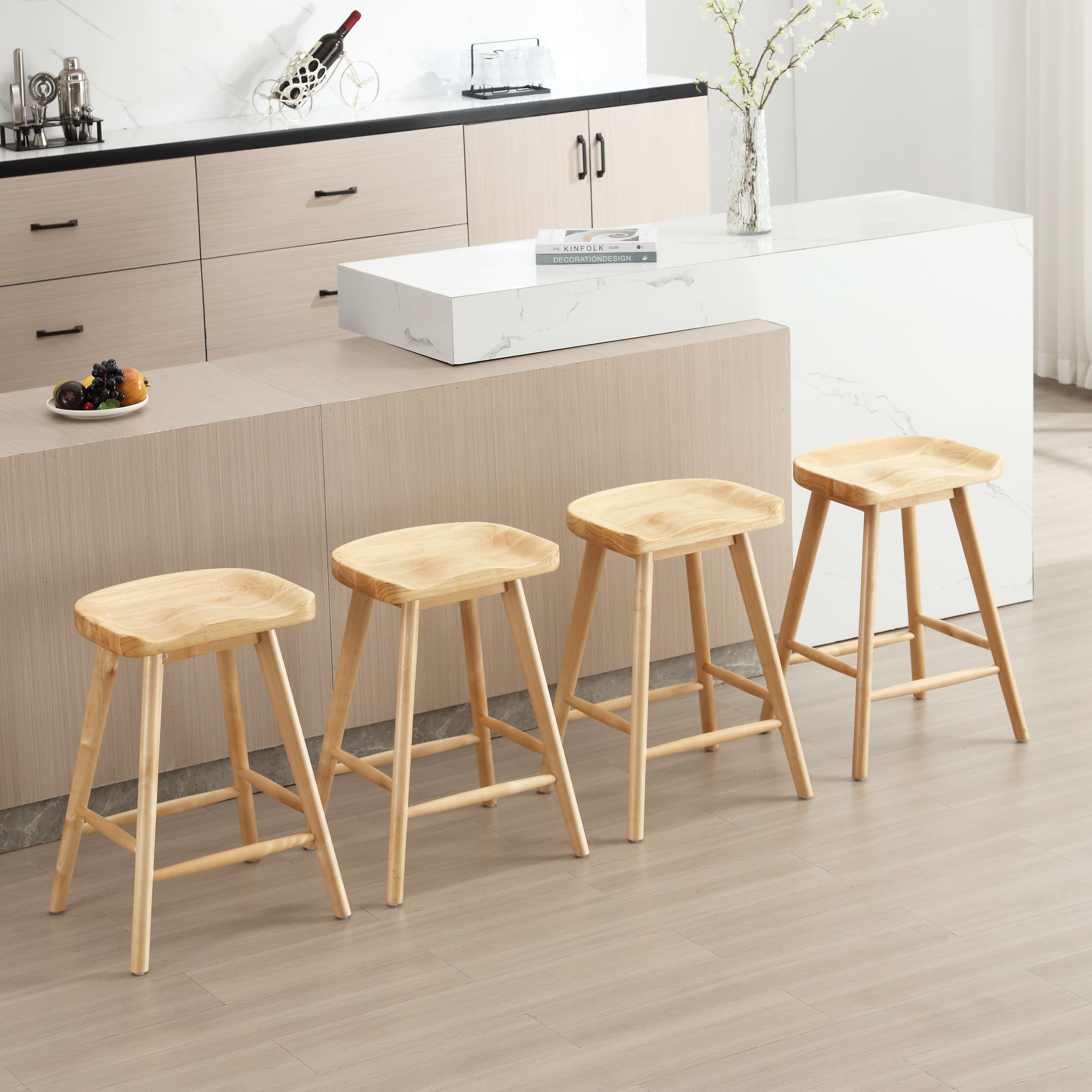 VESCASA 24"H Ergonomic Backless Counter Stools Set of 2 - X018CS
