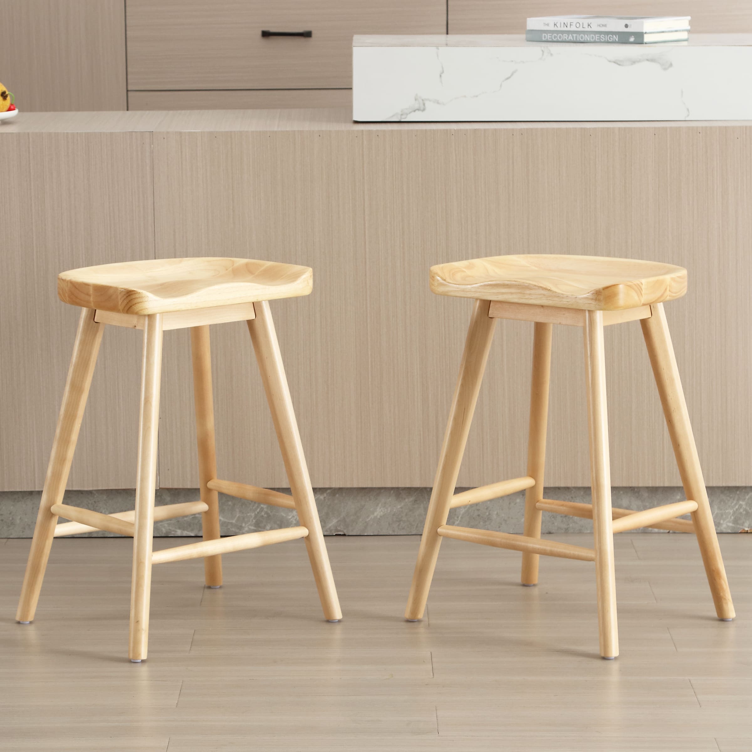 VESCASA 24"H Ergonomic Backless Counter Stools Set of 2 - X018CS