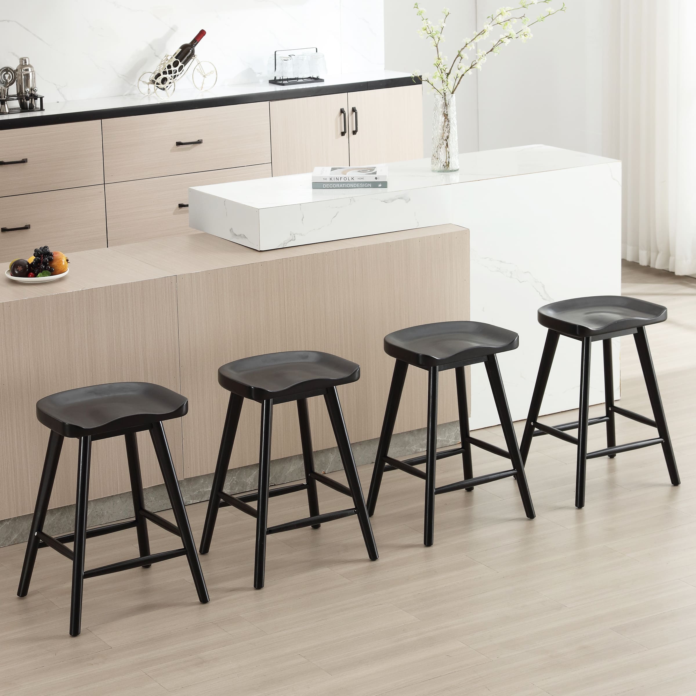 VESCASA 24"H Ergonomic Backless Counter Stools Set of 2 - X018CS