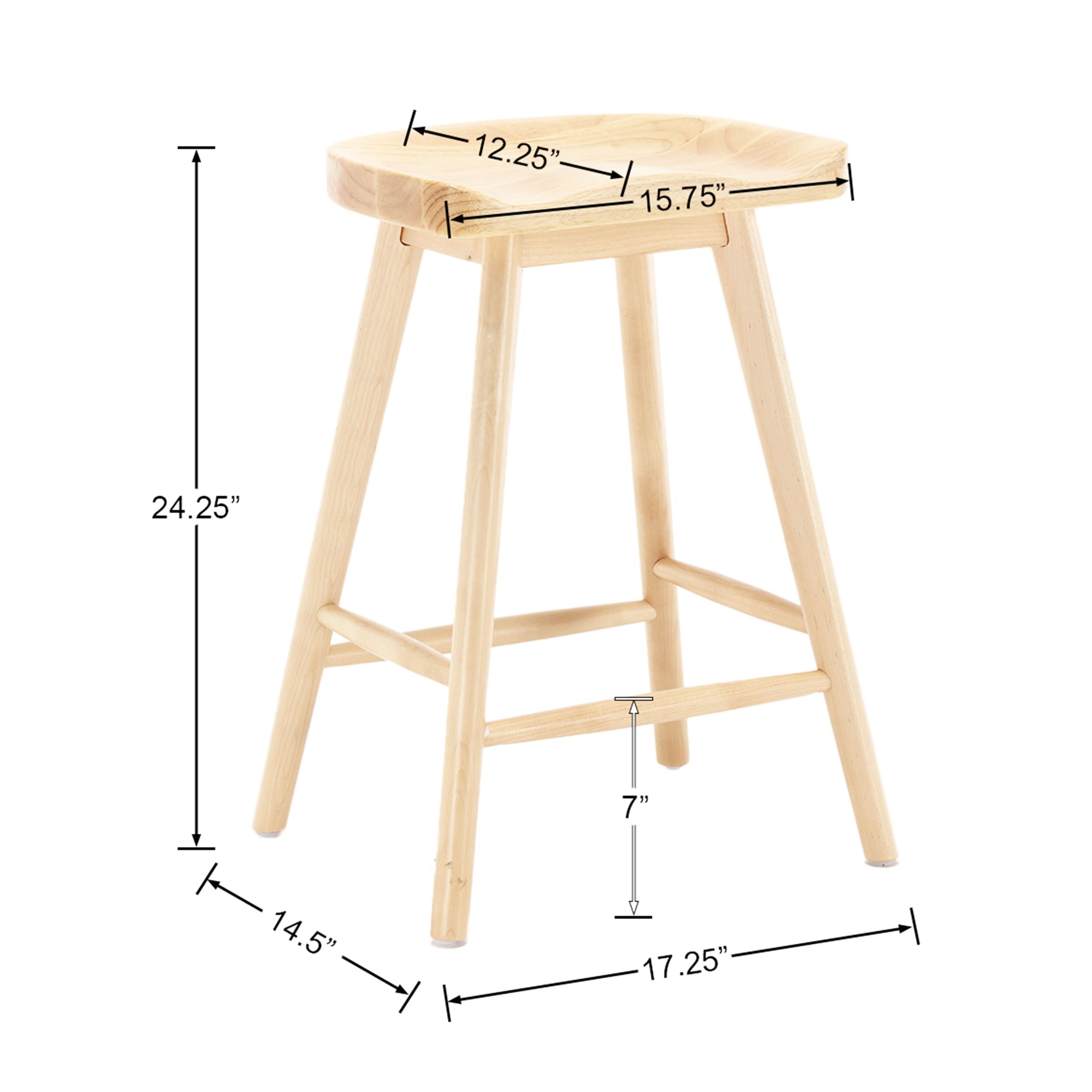 VESCASA 24"H Ergonomic Backless Counter Stools Set of 2 - X018CS