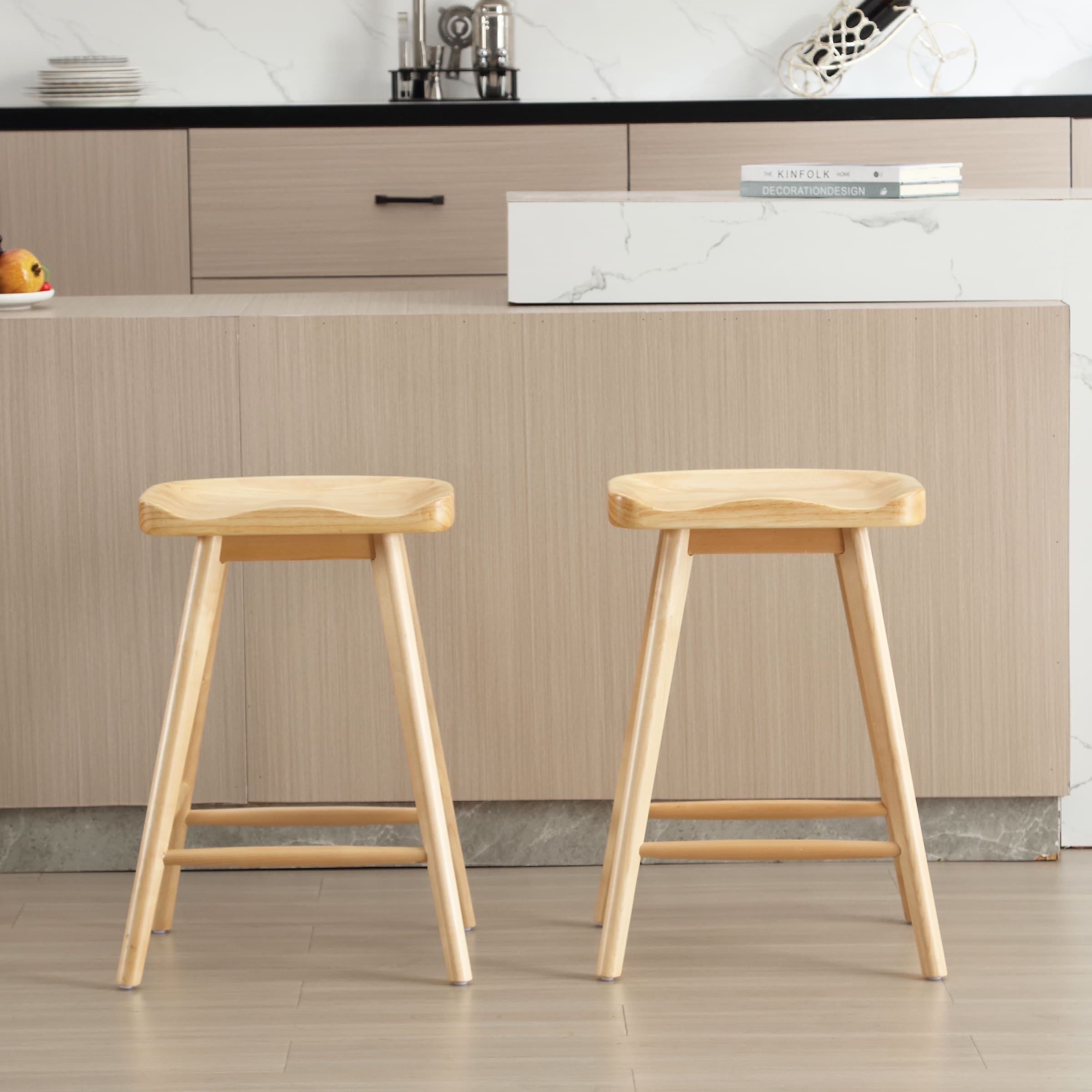 VESCASA 24"H Ergonomic Backless Counter Stools Set of 2 - X018CS