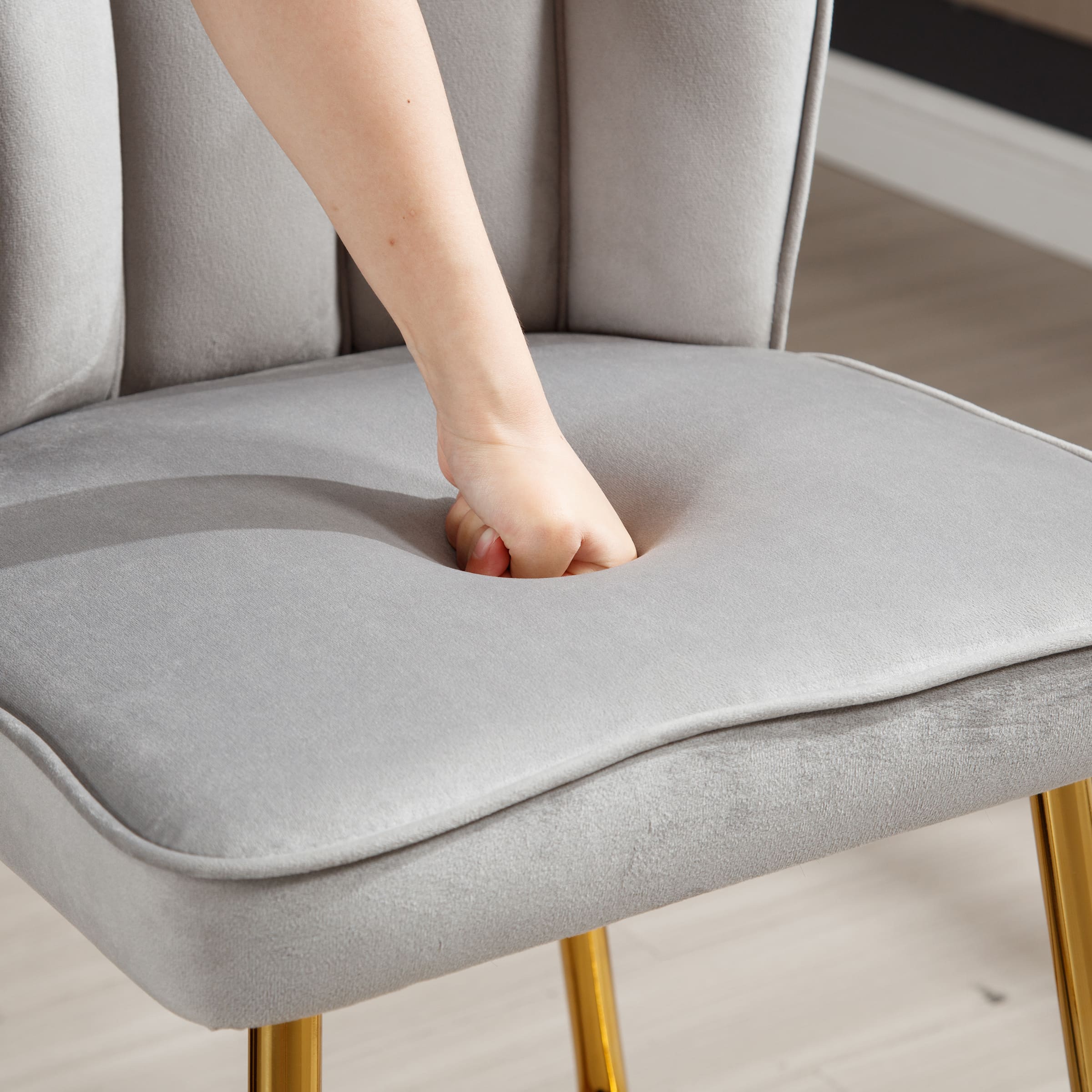 ZH4YOU 26.75"H Counter Stools with Gold Legs Set of 2 - 1675CS