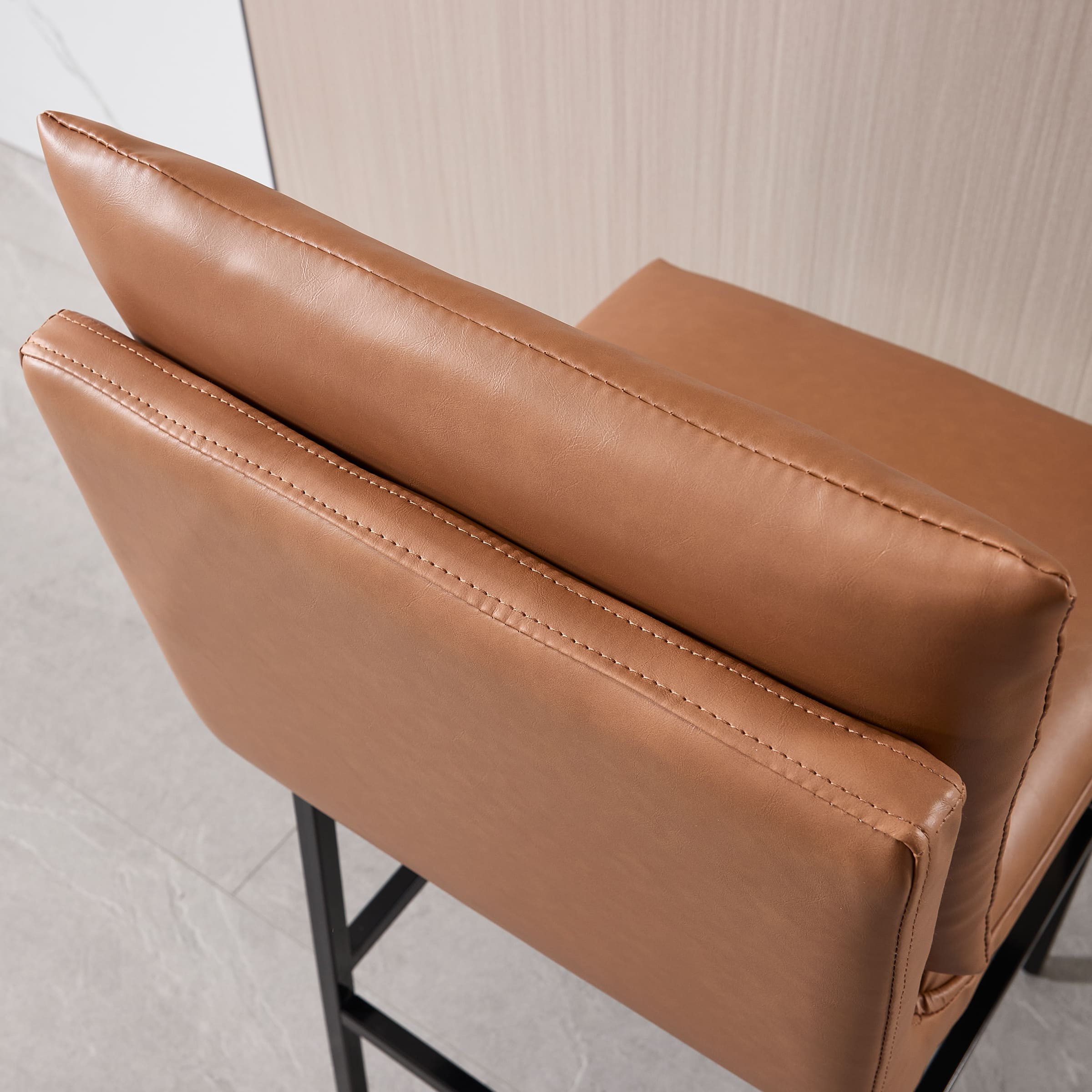 VESCASA 26.75" Leather Counter Height Pub Stools Set of 2 - 2009CS