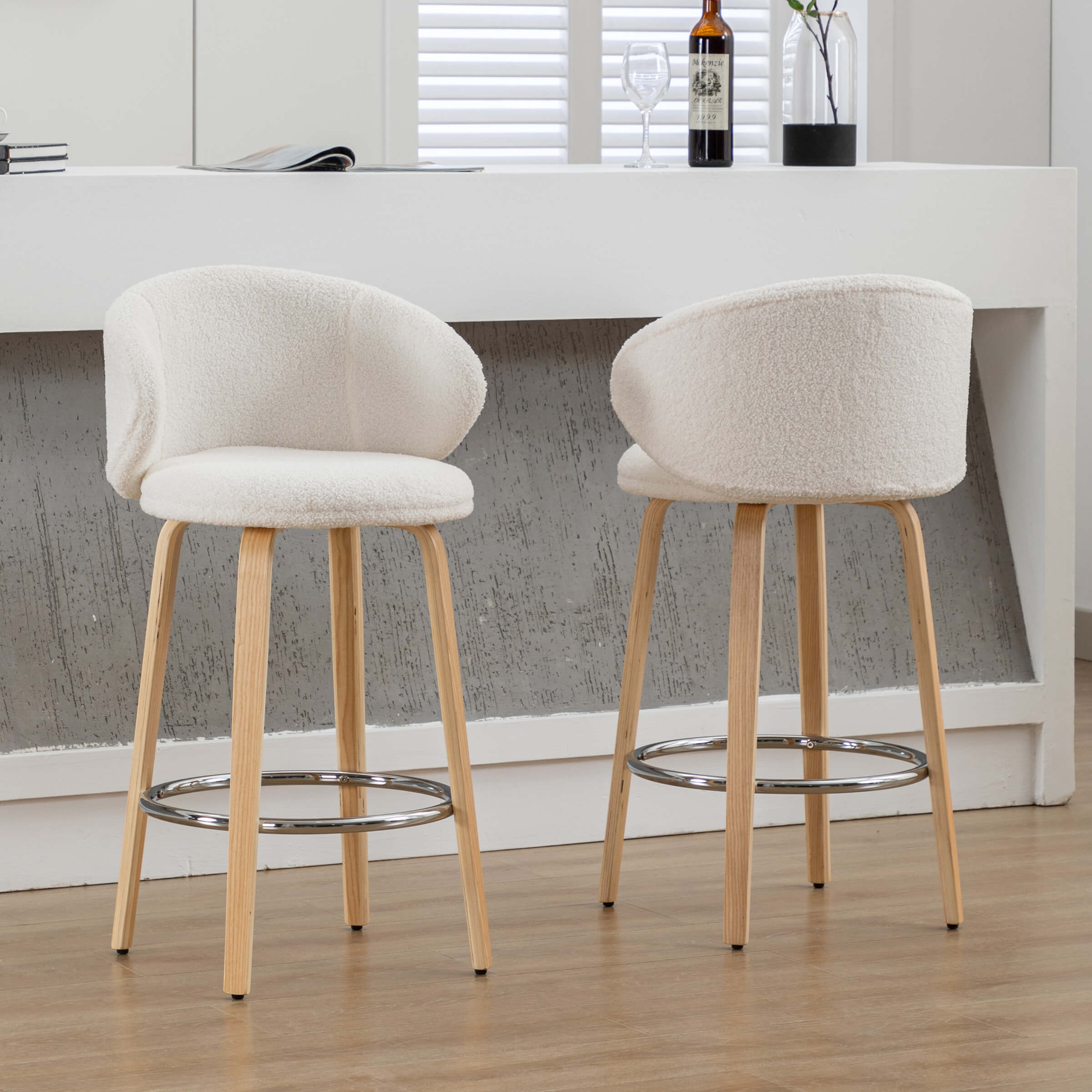 VESCASA 26"H Barrel Backrest Counter Height Stools Set of 2 - 2109CS