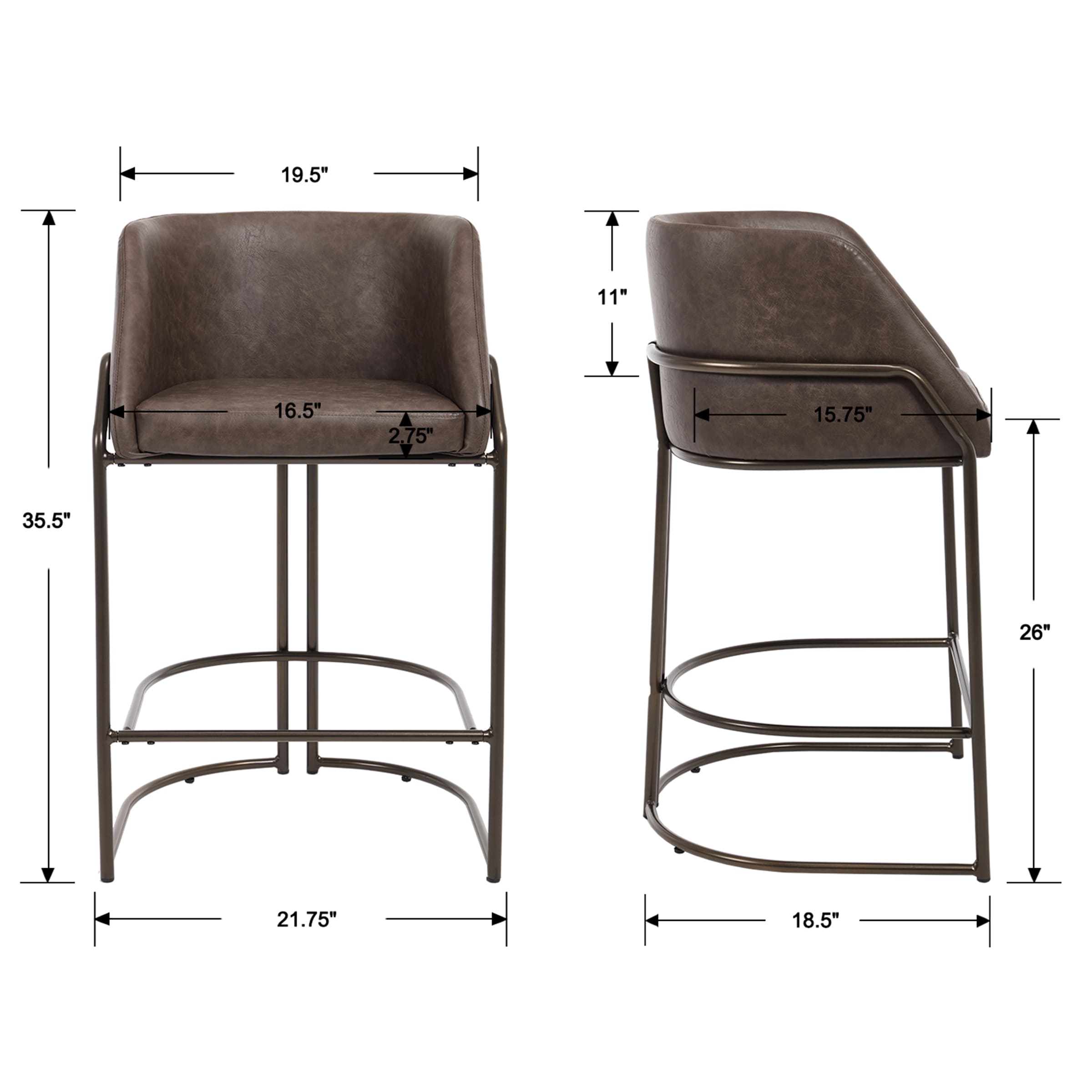 VESCASA 26"H Industrial Barrel Counter Stools Set of 2 - 24613CS