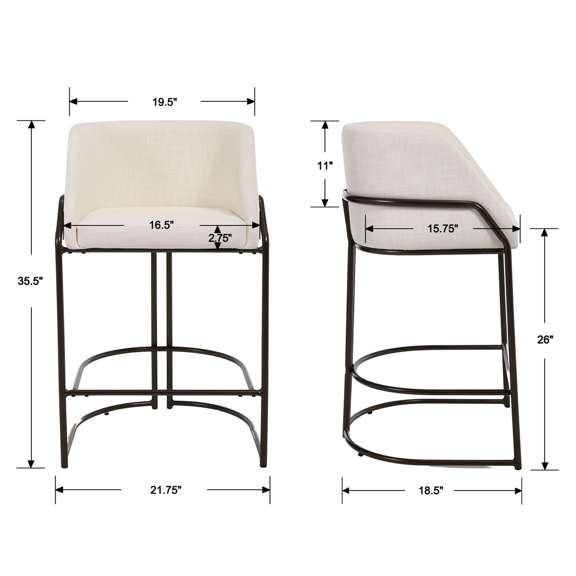 VESCASA 26"H Industrial Barrel Counter Stools Set of 2 - 24613CS