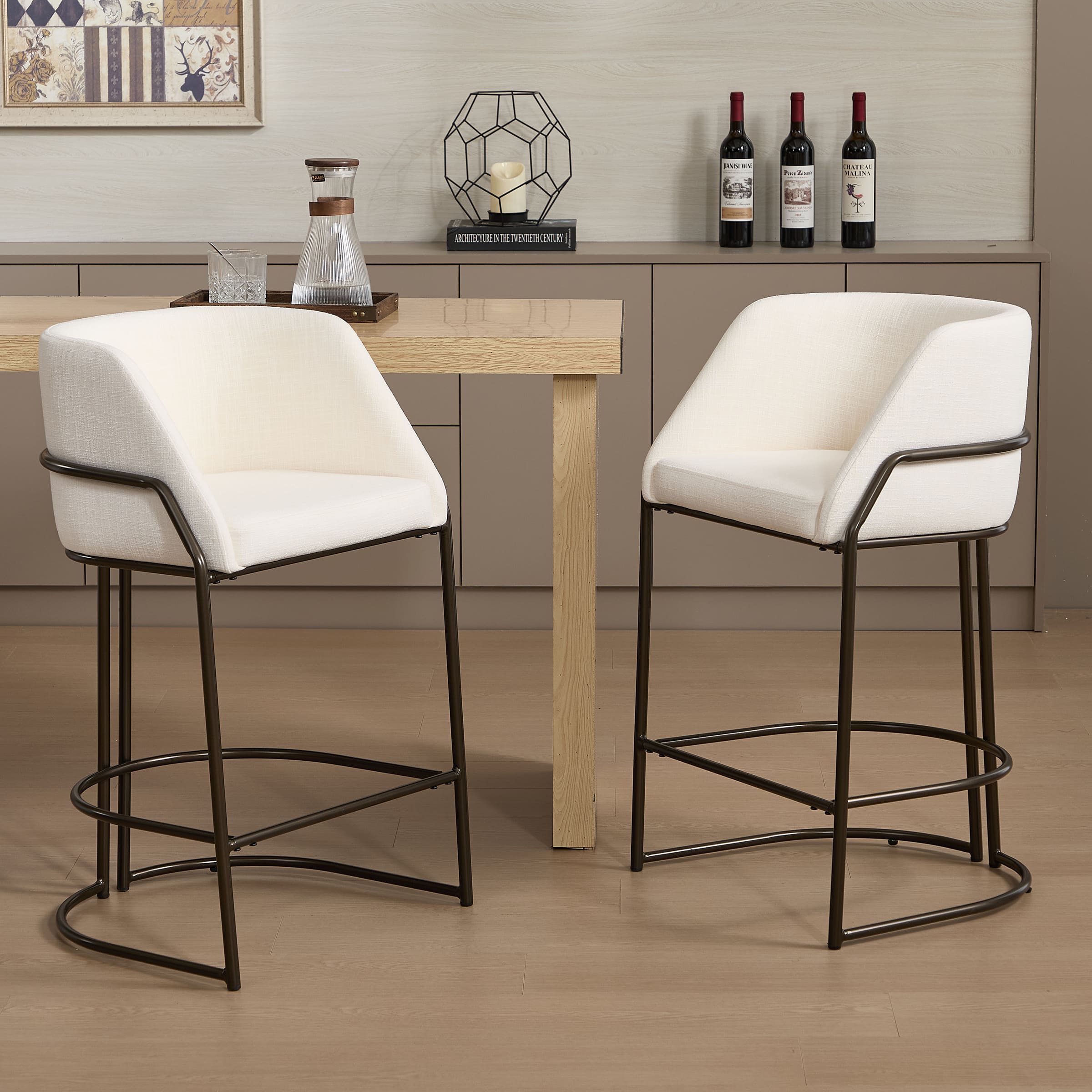 VESCASA 26"H Industrial Barrel Counter Stools Set of 2 - 24613CS