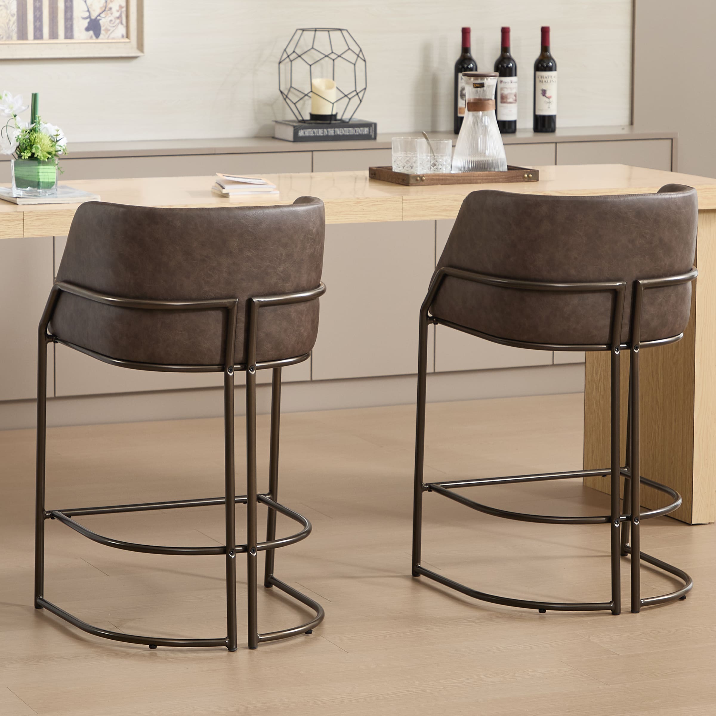 VESCASA 26"H Industrial Barrel Counter Stools Set of 2 - 24613CS