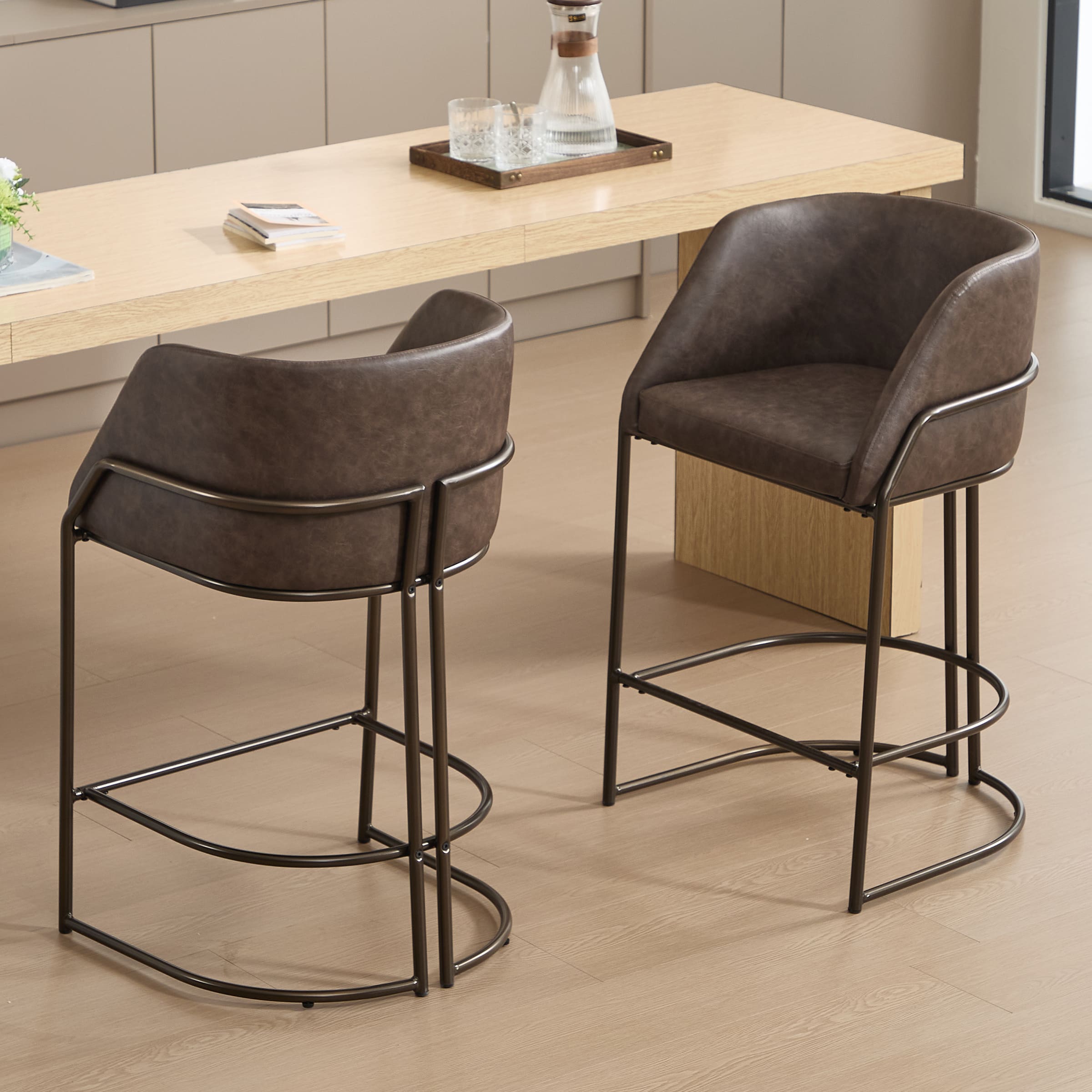 VESCASA 26"H Industrial Barrel Counter Stools Set of 2 - 24613CS