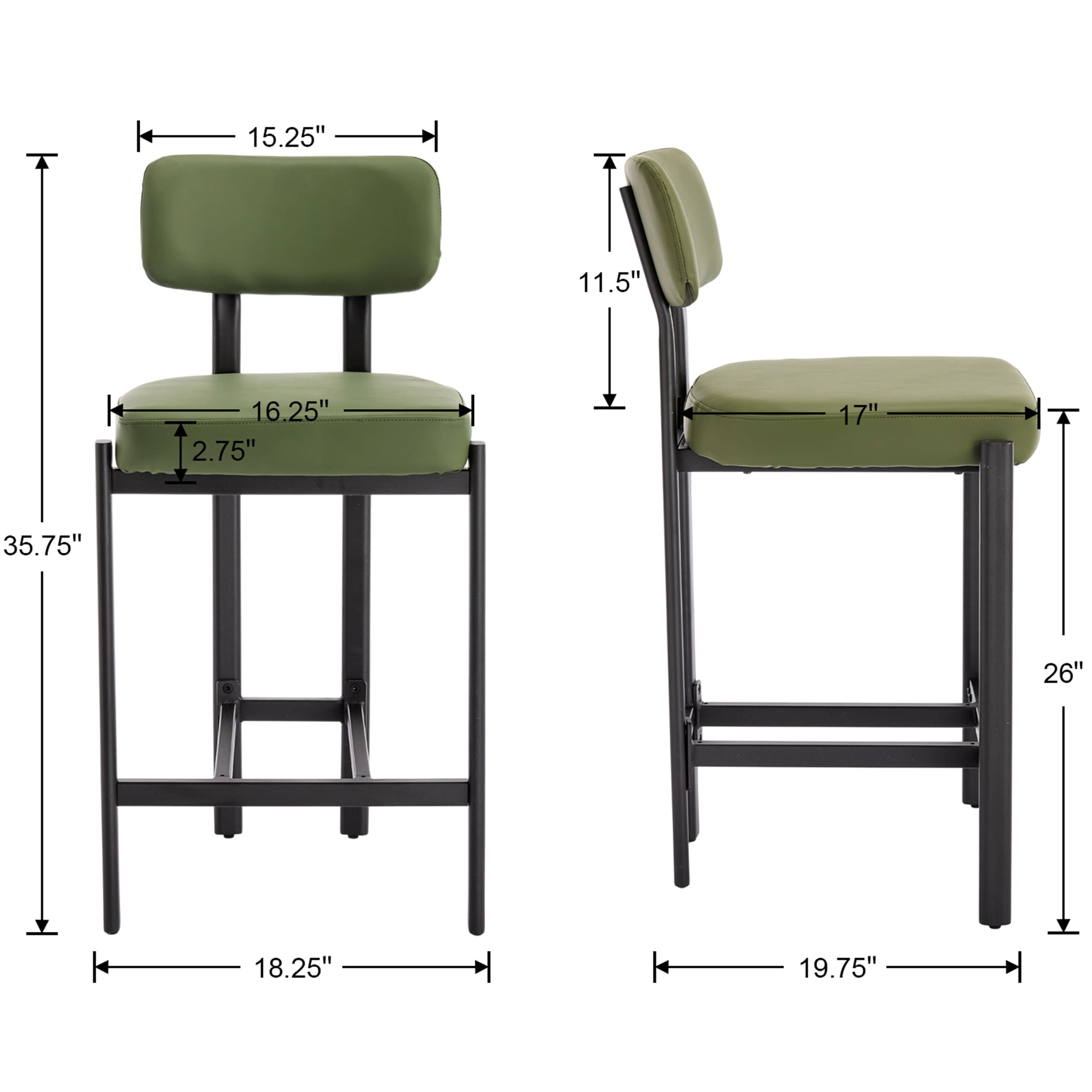 VESCASA 26"H Lucas Metal Counter Stools Set of 2 - 24807CS