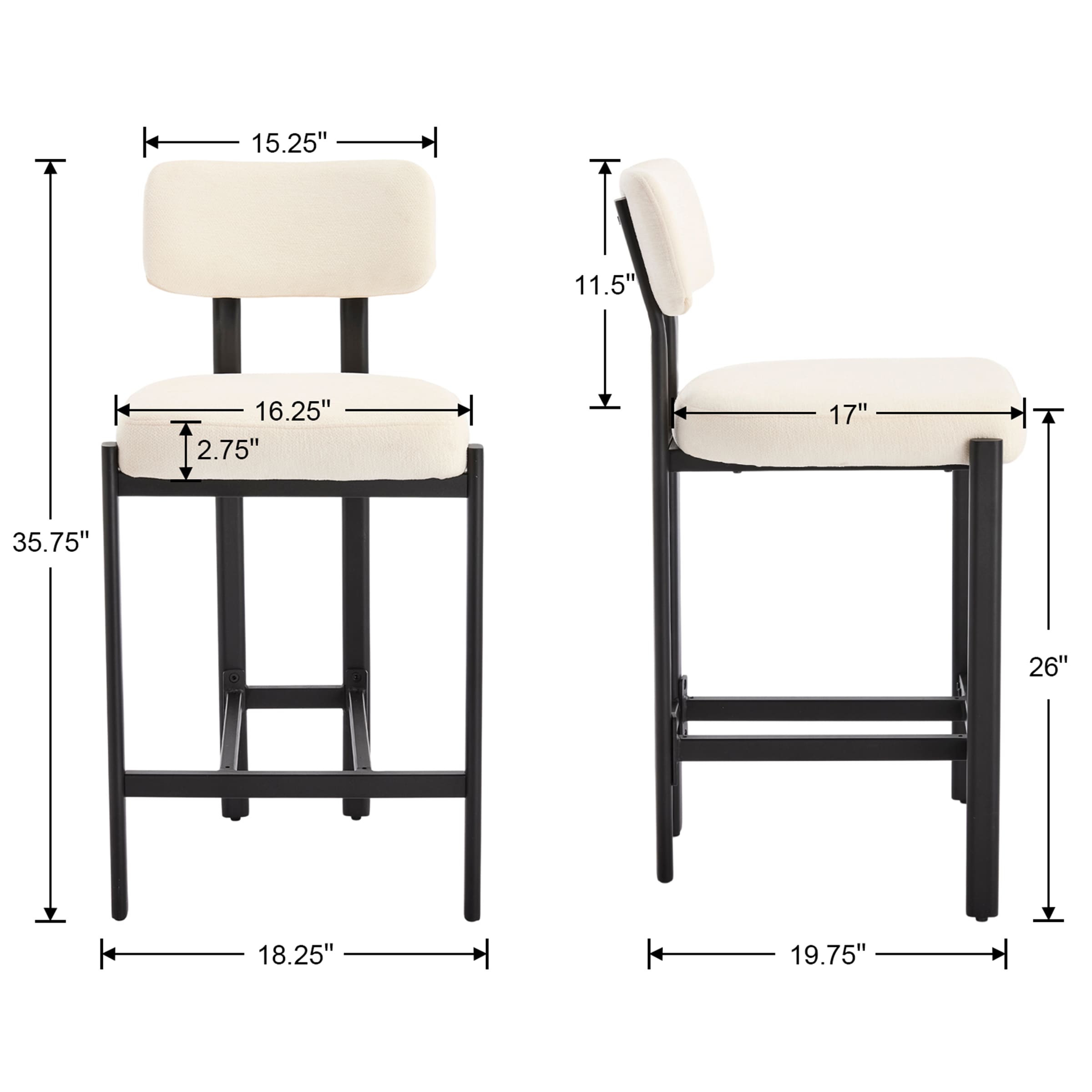 VESCASA 26"H Lucas Metal Counter Stools Set of 2 - 24807CS